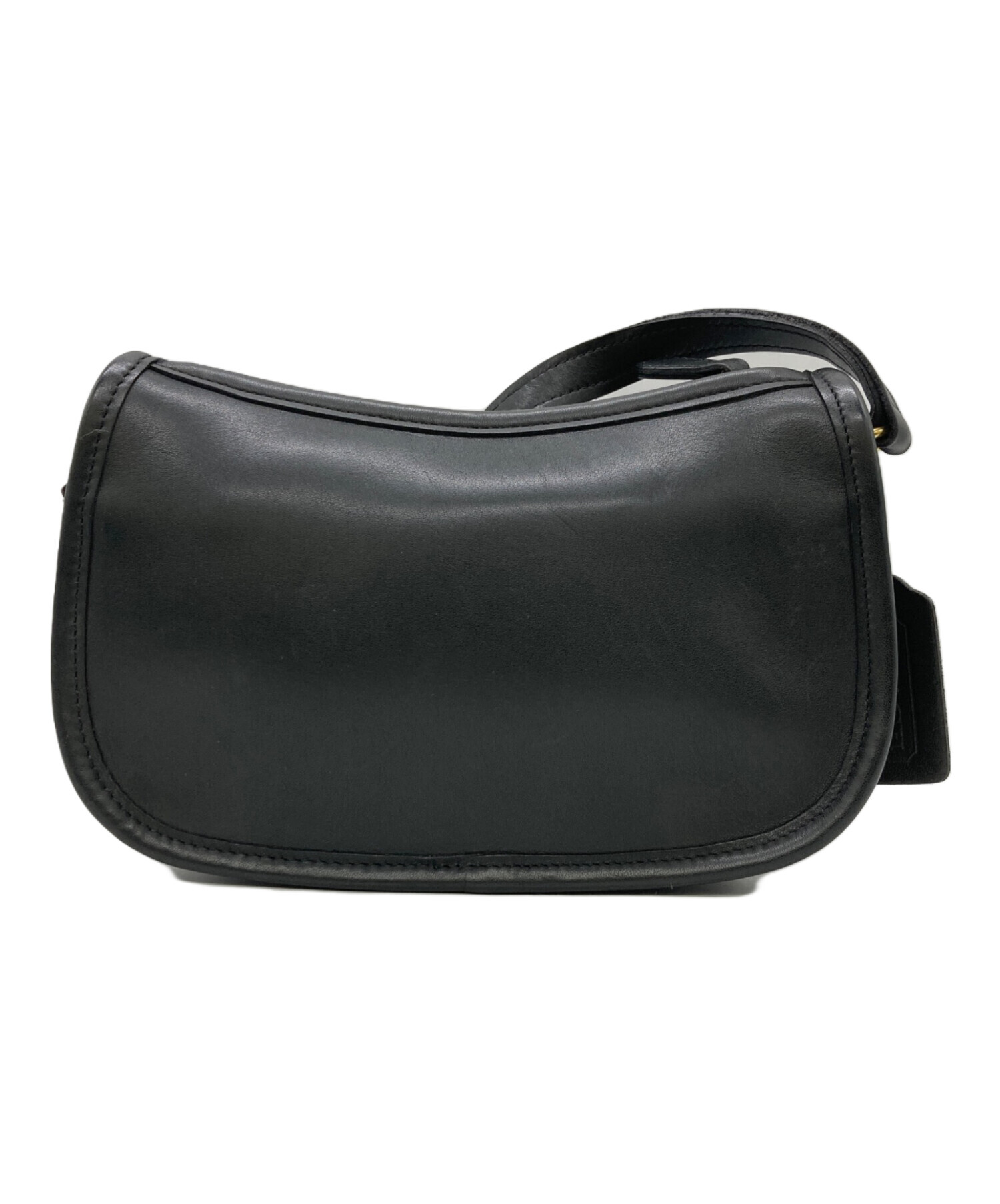 Coach ブラック レザー ショルダーバッグ 中古・古着通販】COACH (コーチ) レザーショルダーバッグ ブラック