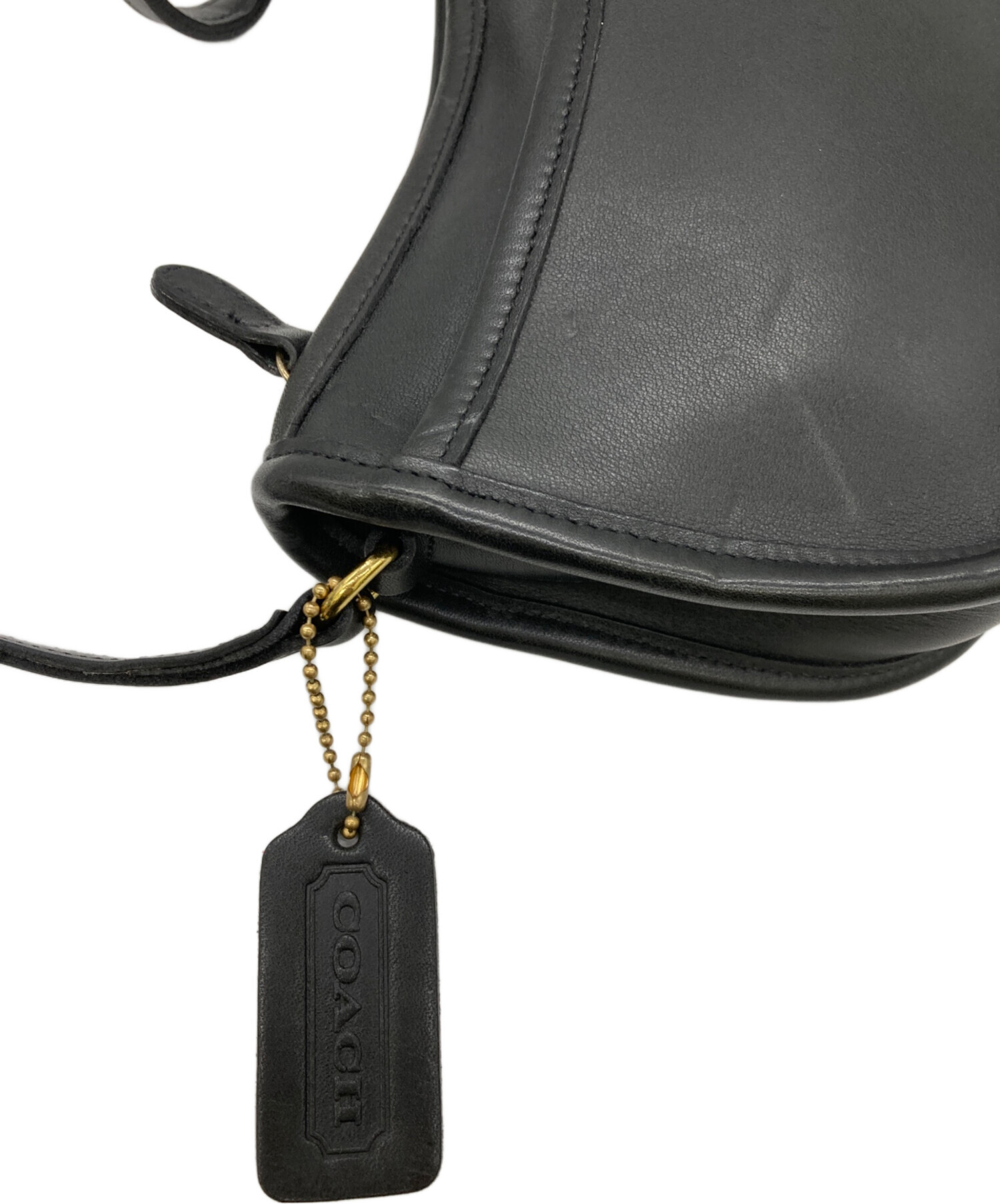 中古・古着通販】COACH (コーチ) レザーショルダーバッグ ブラック