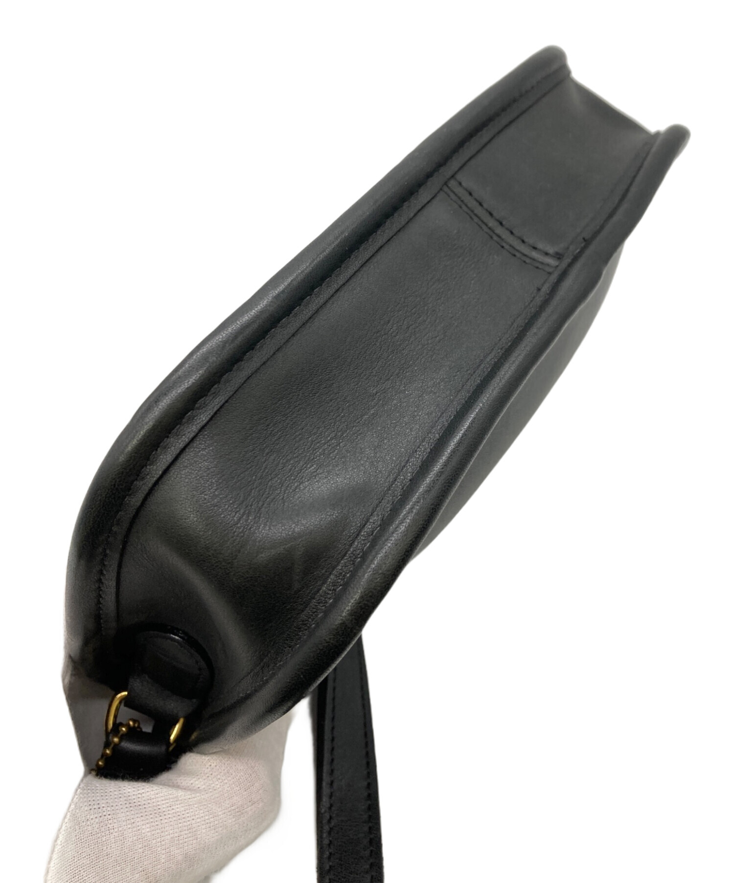 中古・古着通販】COACH (コーチ) レザーショルダーバッグ ブラック