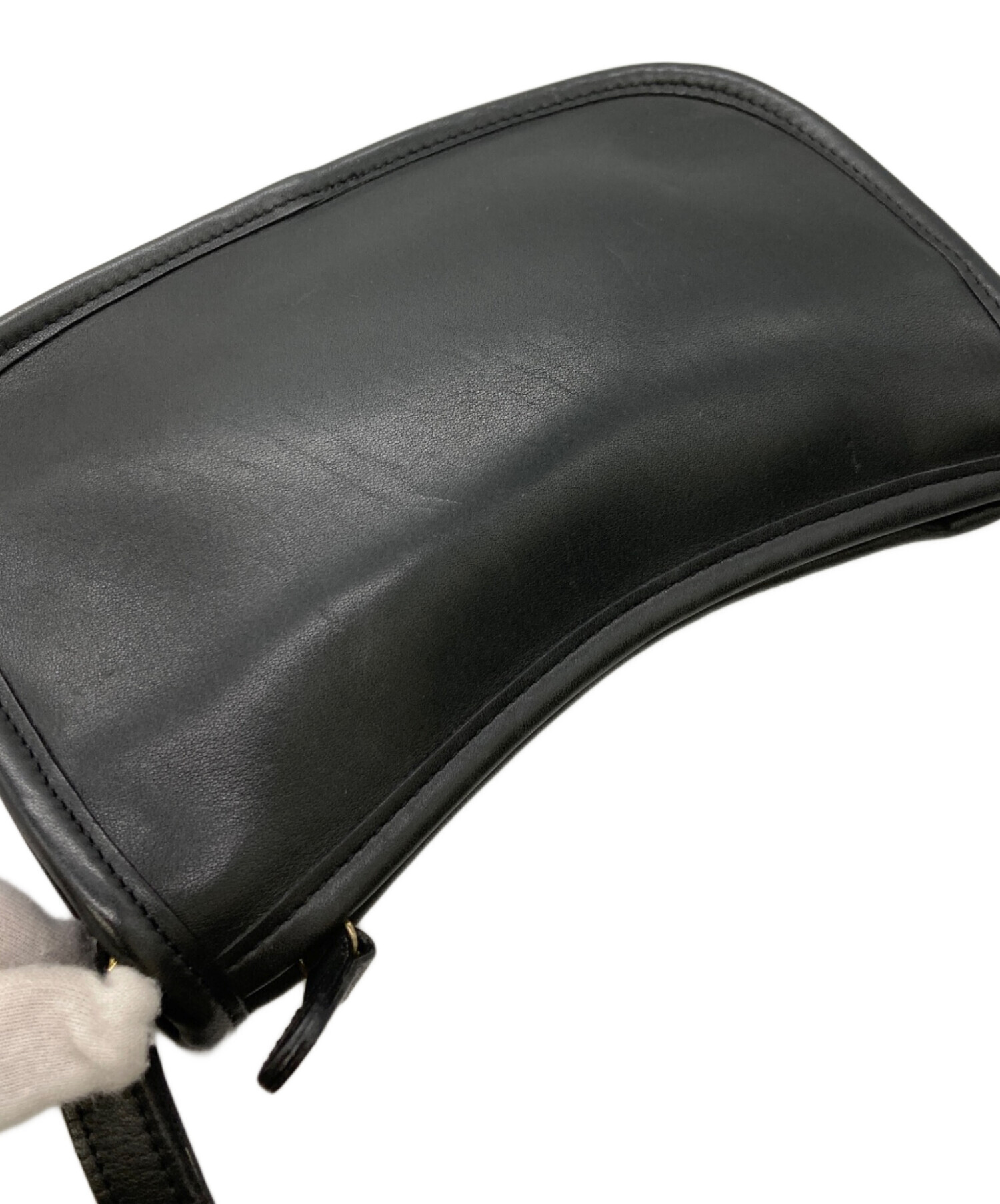 中古・古着通販】COACH (コーチ) レザーショルダーバッグ ブラック