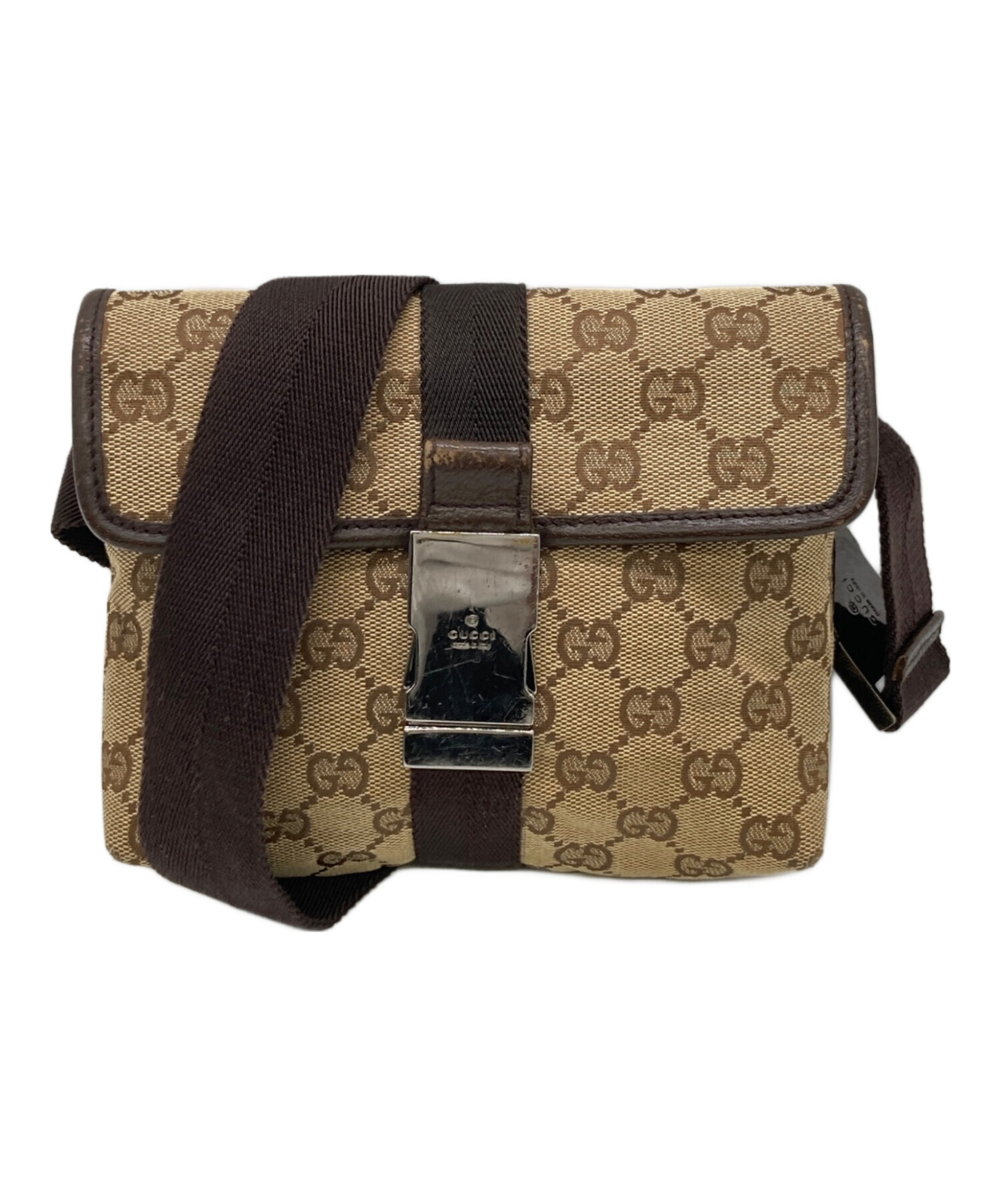 グッチ 145851 ウエストバッグ GG キャンバス ベージュ MBZ067 中古・古着通販】GUCCI (グッチ) GGキャンバスウエストポーチ ベージュ