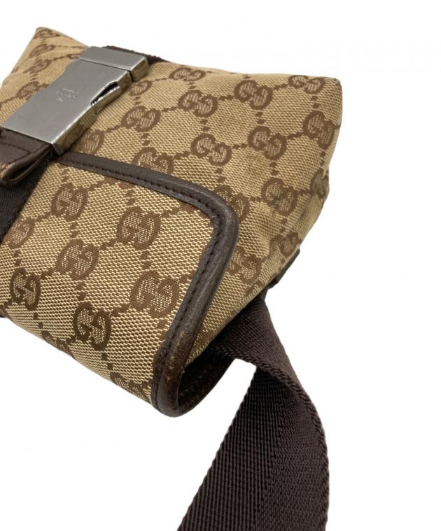 中古・古着通販】GUCCI (グッチ) GGキャンバスウエストポーチ ベージュ
