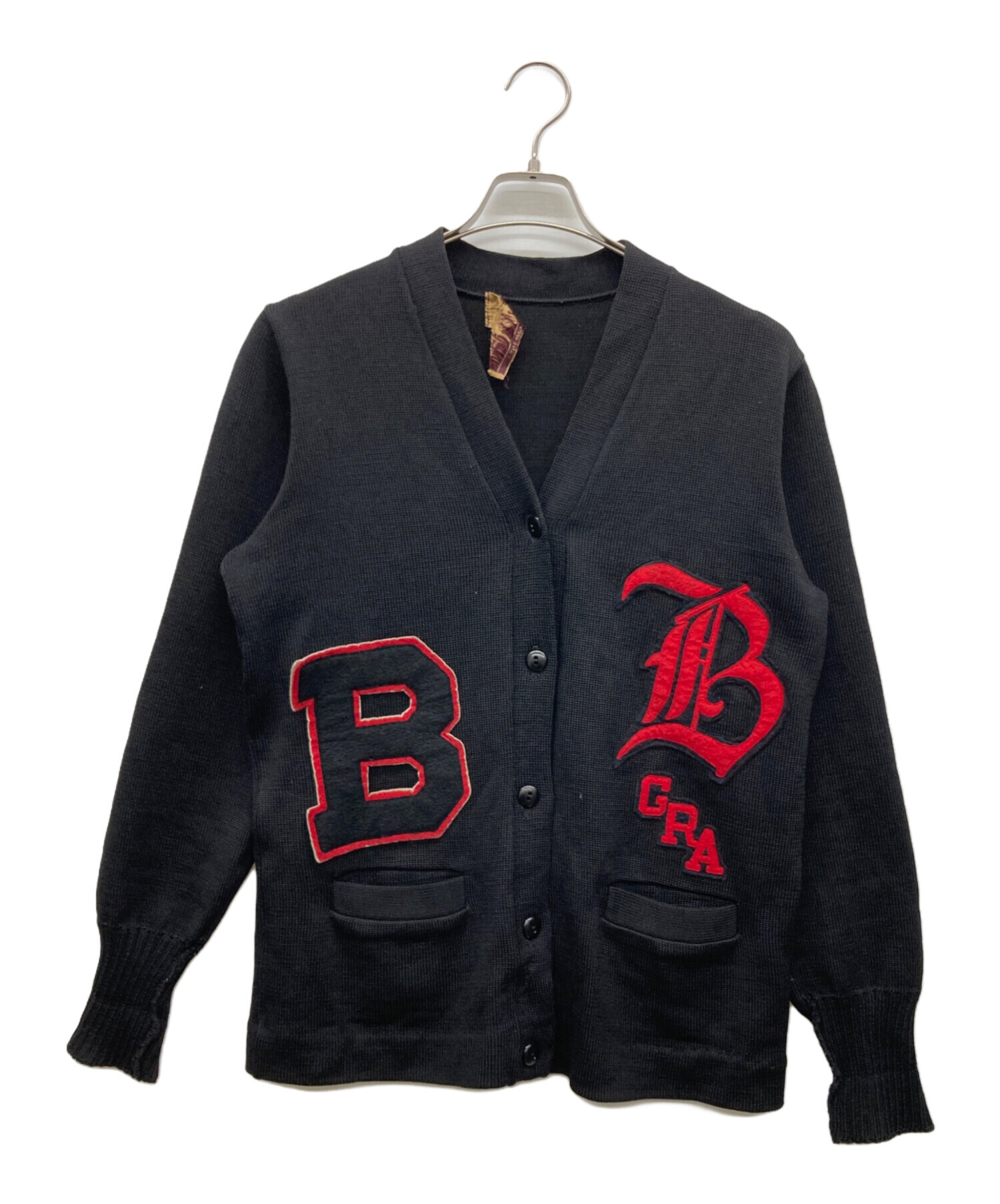 中古・古着通販】USED (ユーズド) レタードカーディガン ブラック