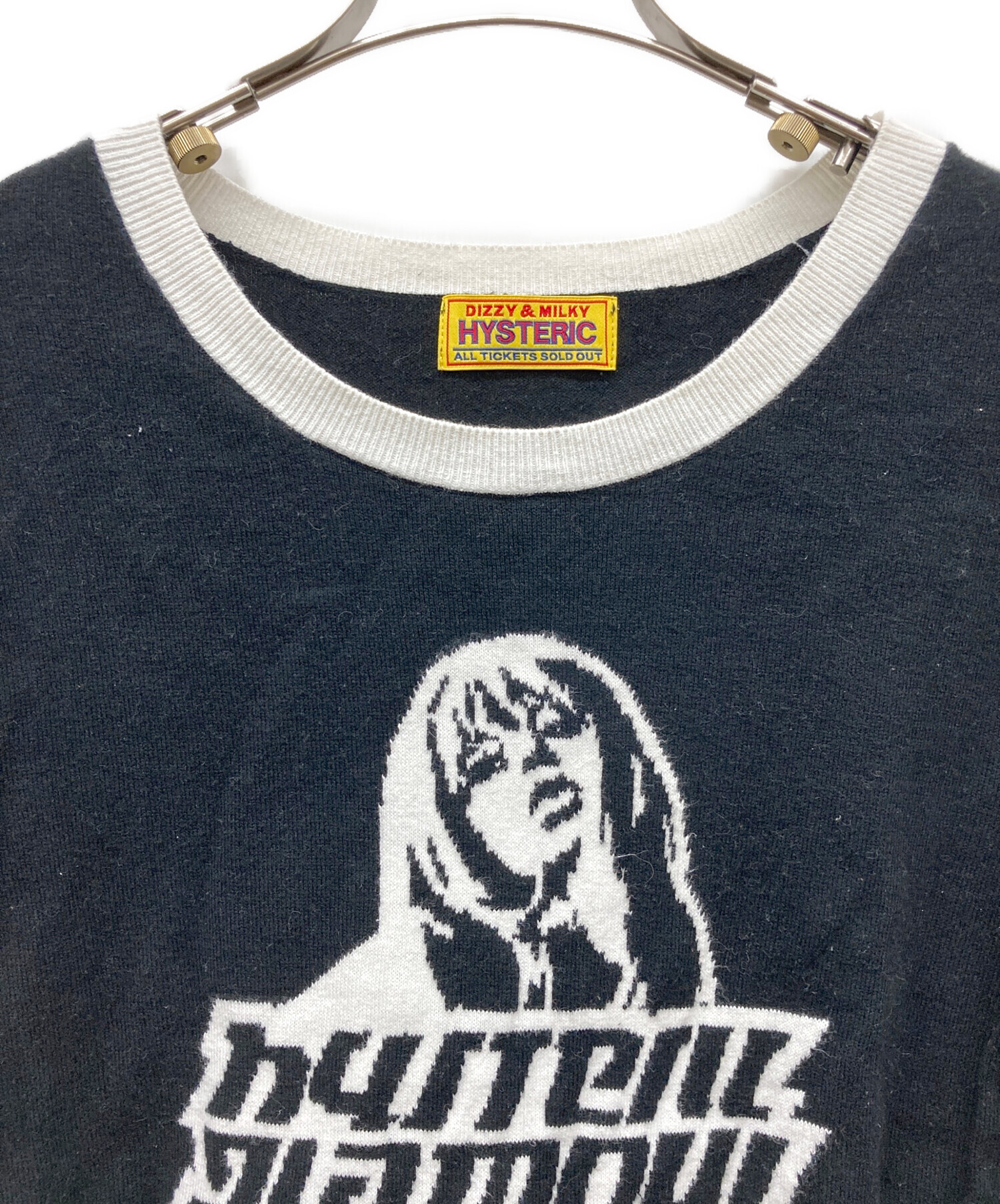 HYSTERIC GLAMOUR 半袖ニット ブラック ロゴ グラフィック 中古・古着通販】Hysteric Glamour (ヒステリックグラマー) 半袖ニット
