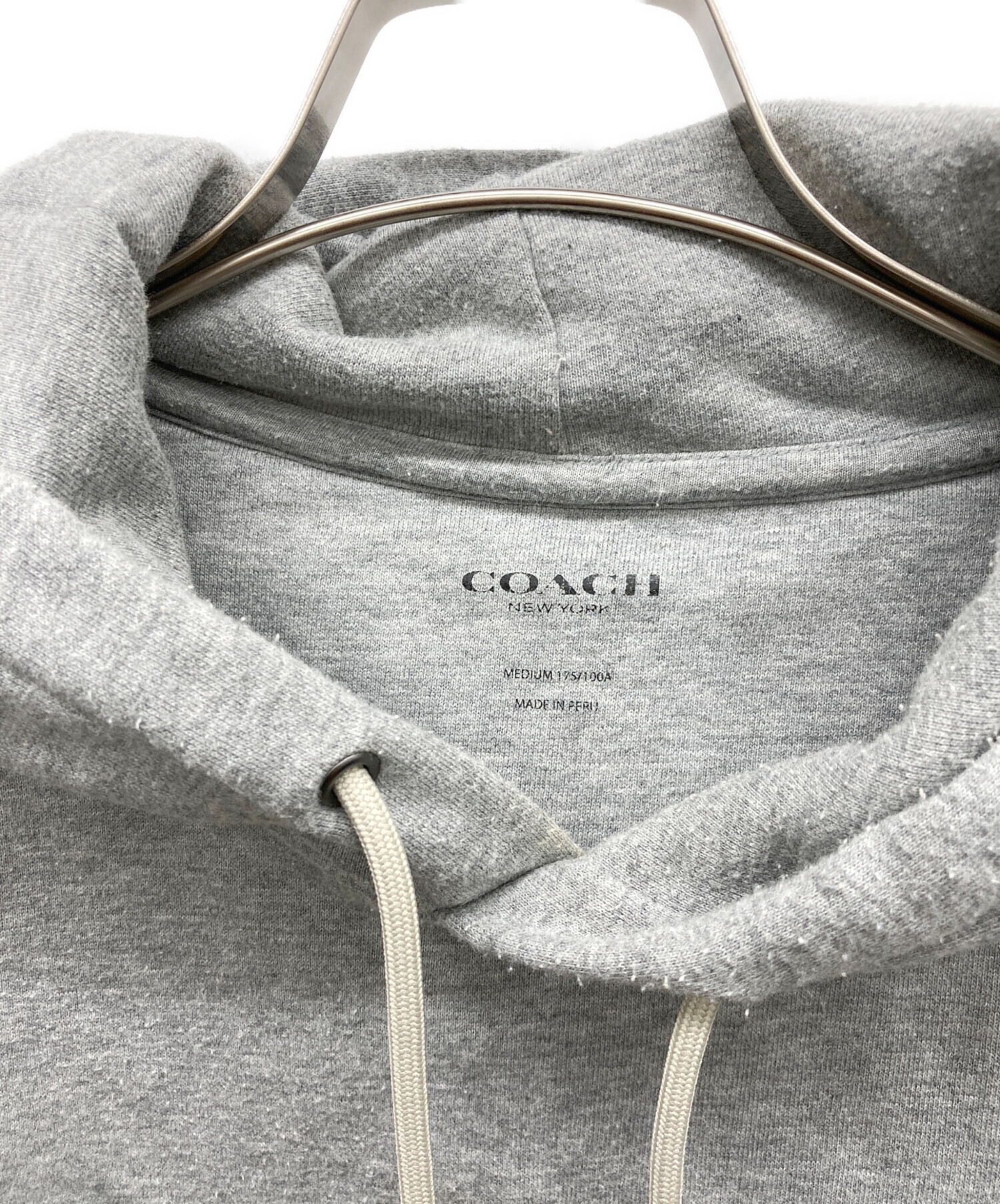 中古・古着通販】COACH (コーチ) ロゴプリント パーカー グレー サイズ