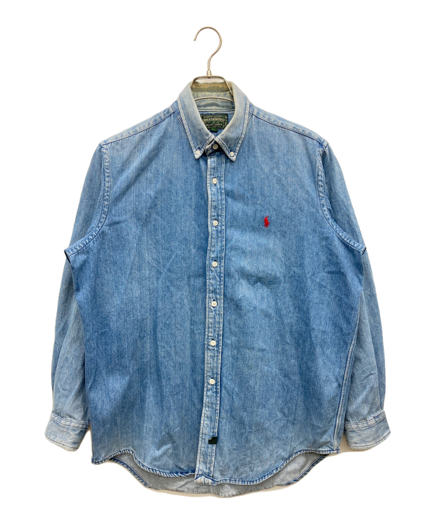 POLO COUNTRY RALPH LAUREN デニム 長袖 ポロシャツ 中古・古着通販】POLO COUNTRY (ポロカントリー) デニムシャツ