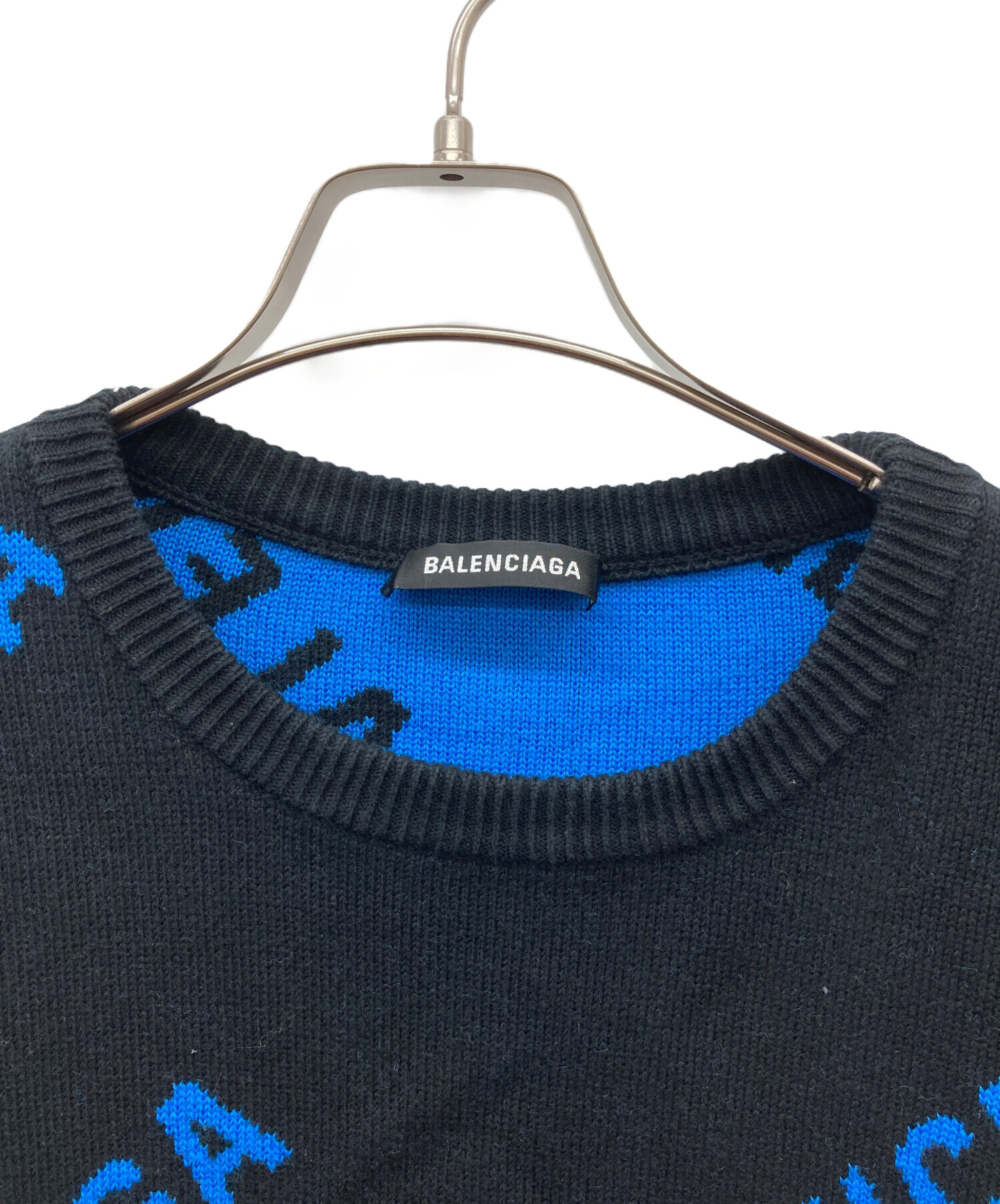 【本日のみ値下げ】BALENCIAGA バレンシアガ ニット セーター ブルー 中古・古着通販】BALENCIAGA (バレンシアガ) オールオーバーニット