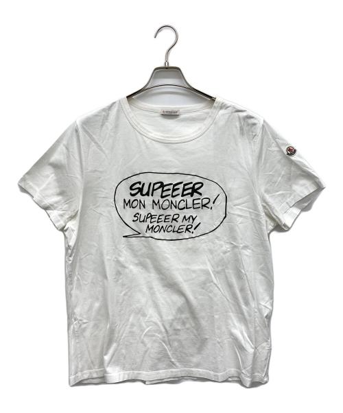 良品 MONCLER モンクレール ロゴ刺繍 半袖 Tシャツ カットソー サイズM ホワイト レディース 古着 中古 USED 中古・古着通販】MONCLER (モンクレール) 半袖カットソー ホワイト