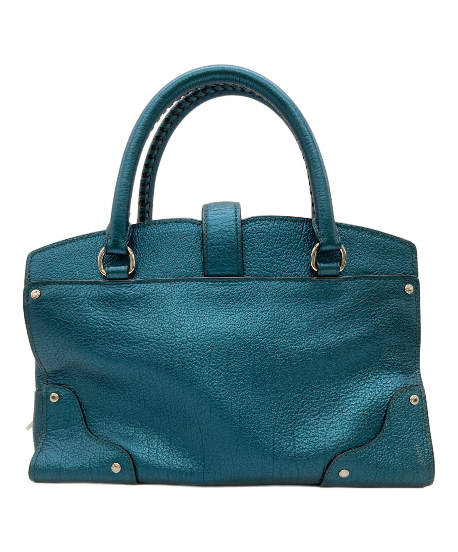 中古・古着通販】COACH (コーチ) スタッズトートバッグ ネイビー