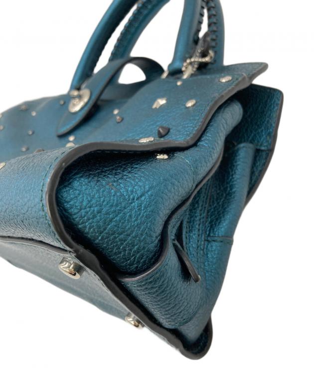 中古・古着通販】COACH (コーチ) スタッズトートバッグ ネイビー