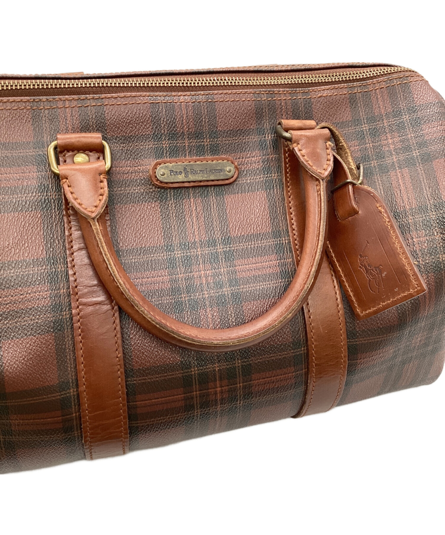 【美品】ラルフローレン ボストンバッグ ハンドバッグ レザー ブラウン 中古・古着通販】RALPH LAUREN (ラルフローレン) ボストンバッグ