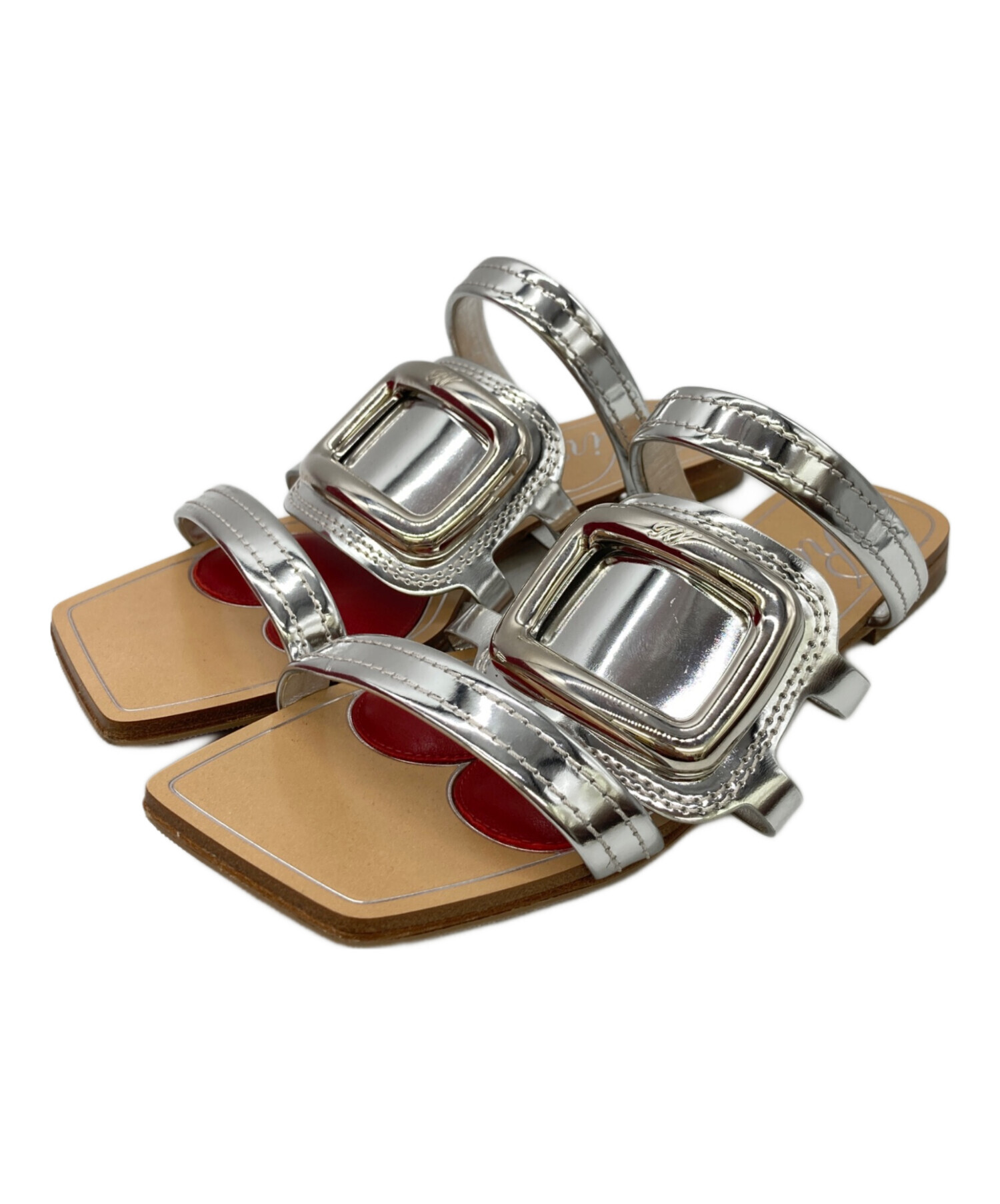 【美品】 ロジェヴィヴィエ　ミュール　37 アイボリー Roger Vivier（ロジェヴィヴィエ） ミュール LOVE METAL BUCKLE MULE
