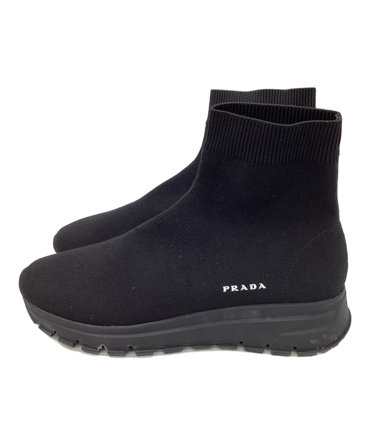靴 PRADA38.5 中古・古着通販】PRADA (プラダ) ラバーロゴソックススニーカー