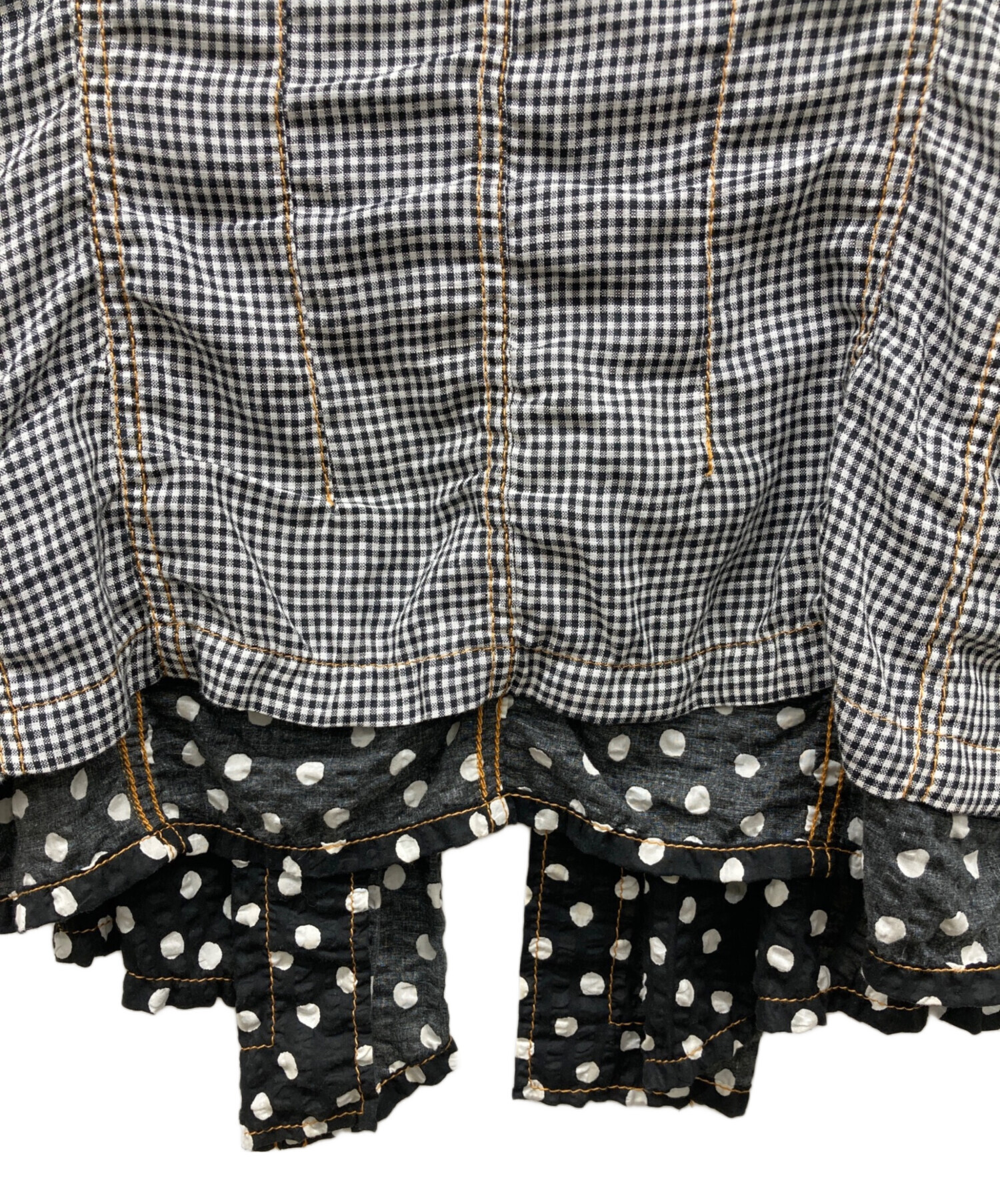 トリコ・コム・デ・ギャルソン ギンガムチェック ドット柄 シャーリング トップス 中古・古着通販】tricot COMME des GARCONS (トリココムデギャルソン