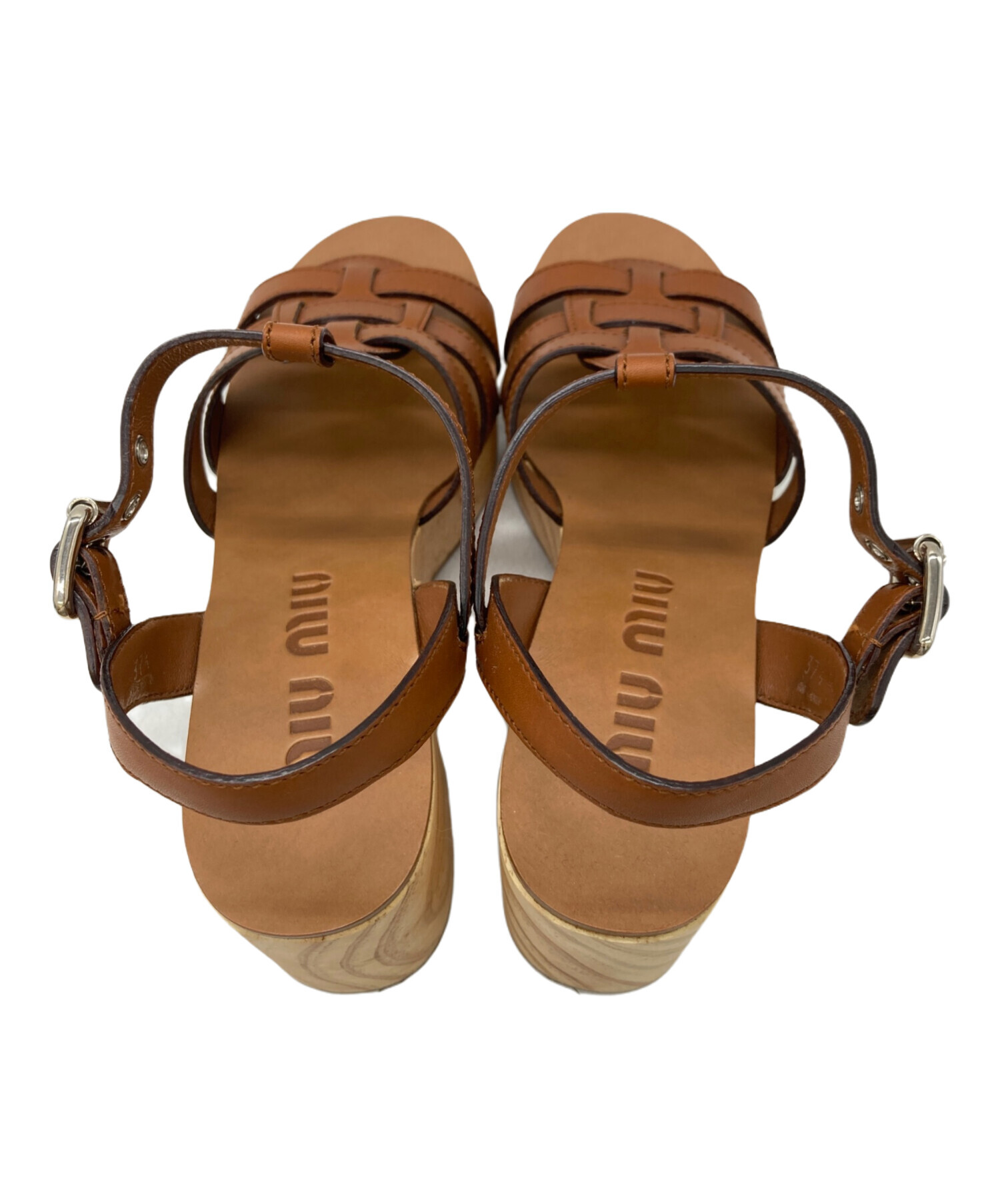 中古・古着通販】MIU MIU (ミュウミュウ) ウッド レザーサンダル 