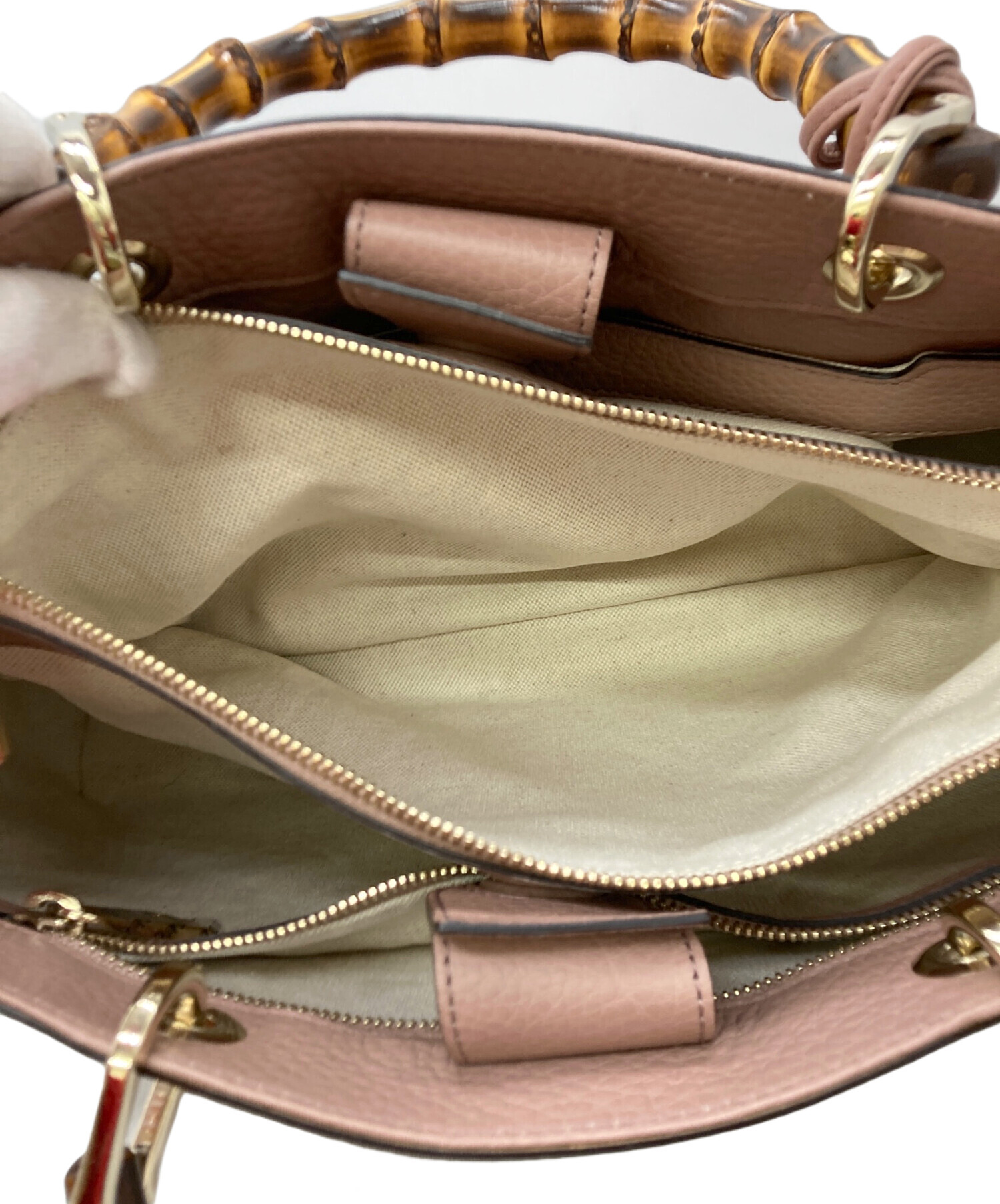 中古・古着通販】GUCCI (グッチ) バンブー ハンドバッグ ベージュ