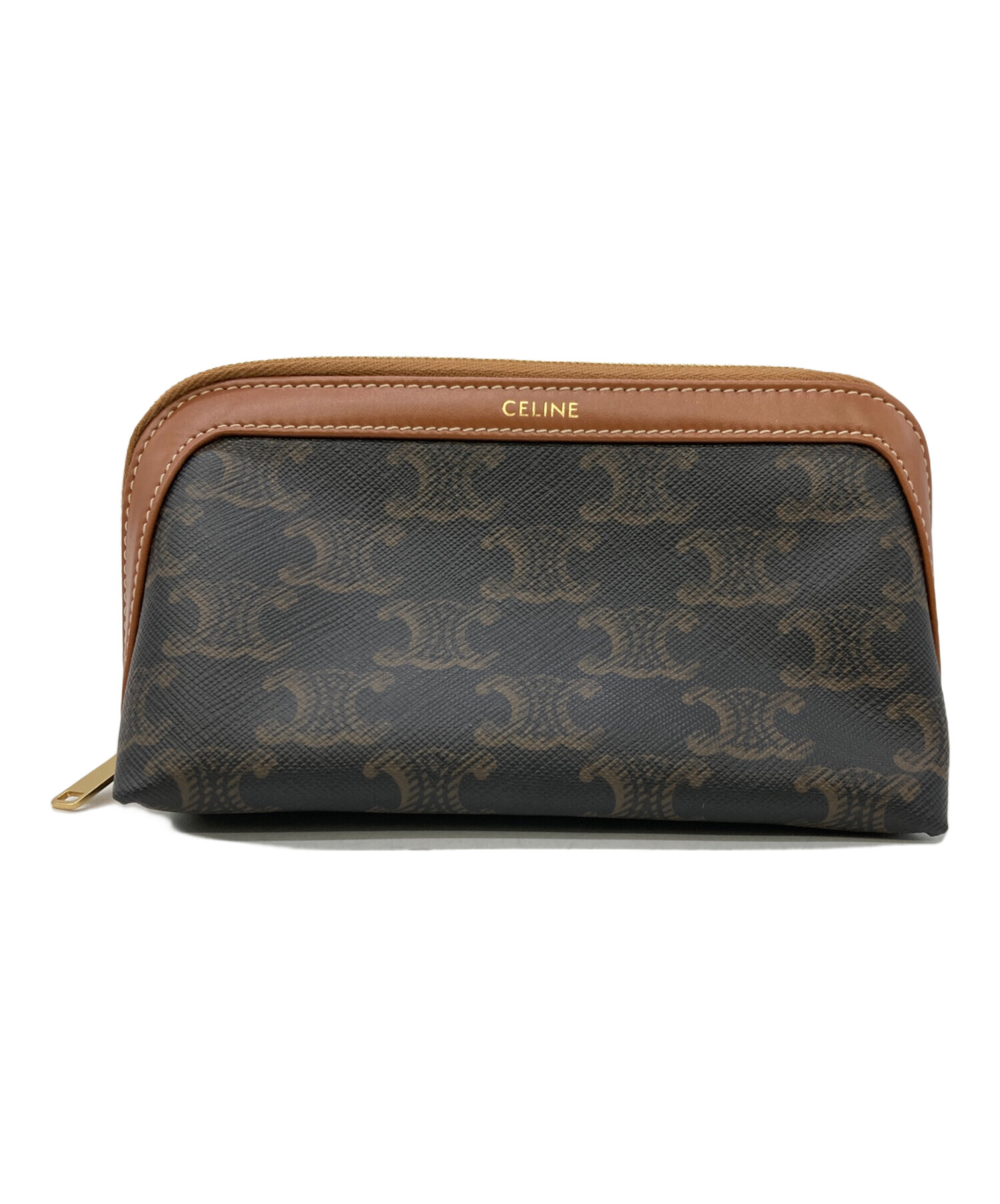 中古・古着通販】CELINE (セリーヌ) PVCスモールコスメポーチ ブラウン