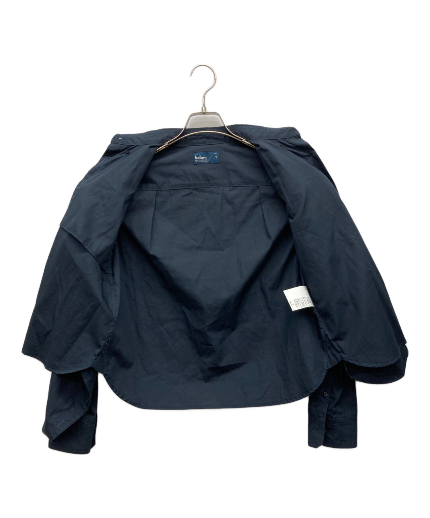 kolor ドッキングシャツ 中古・古着通販】KOLOR (カラー) ドッキングシャツブラウス ネイビー