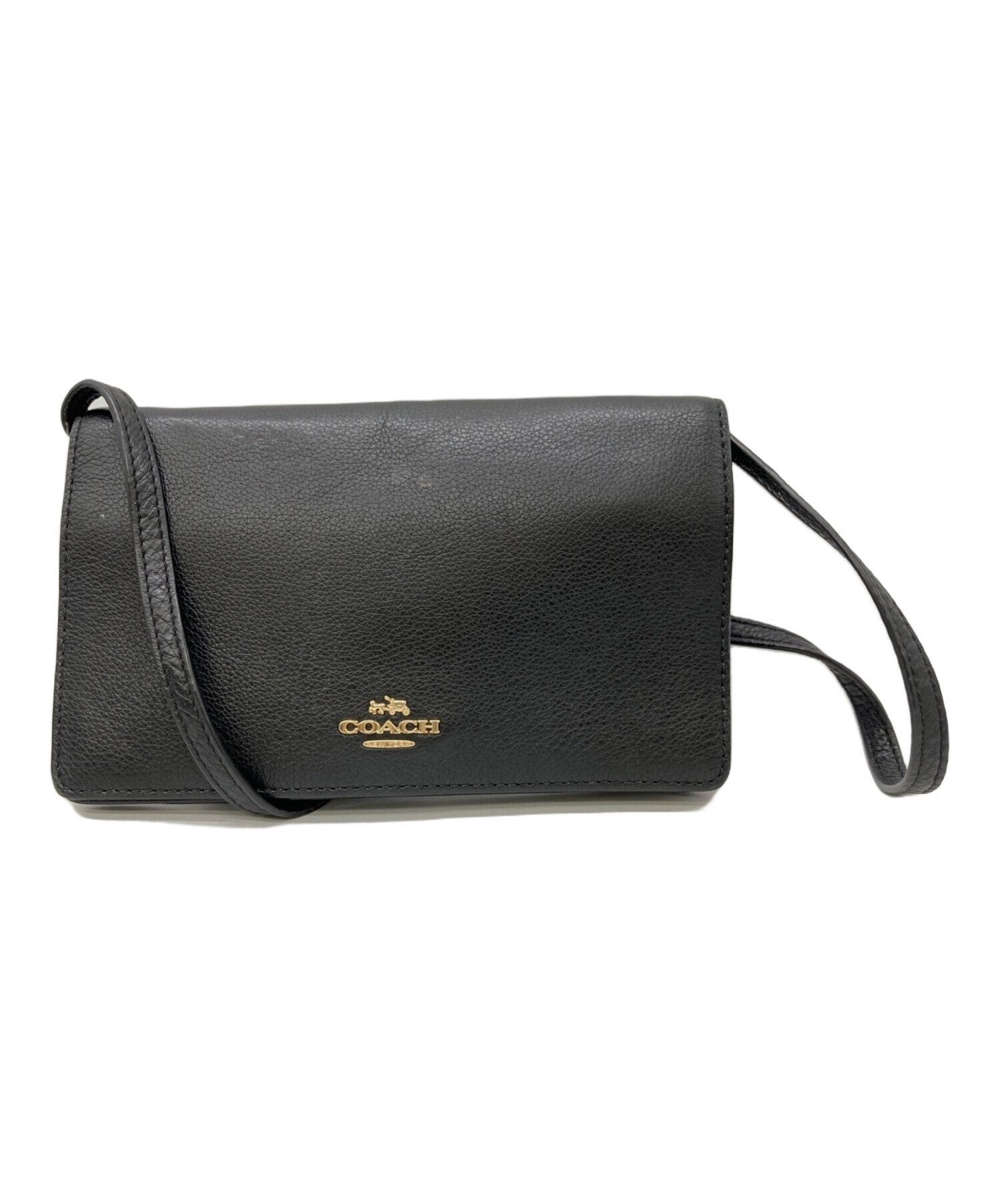 ★新品・未使用★COACH ショルダー ウォレット 黒 中古・古着通販】COACH (コーチ) ショルダーウォレット ブラック