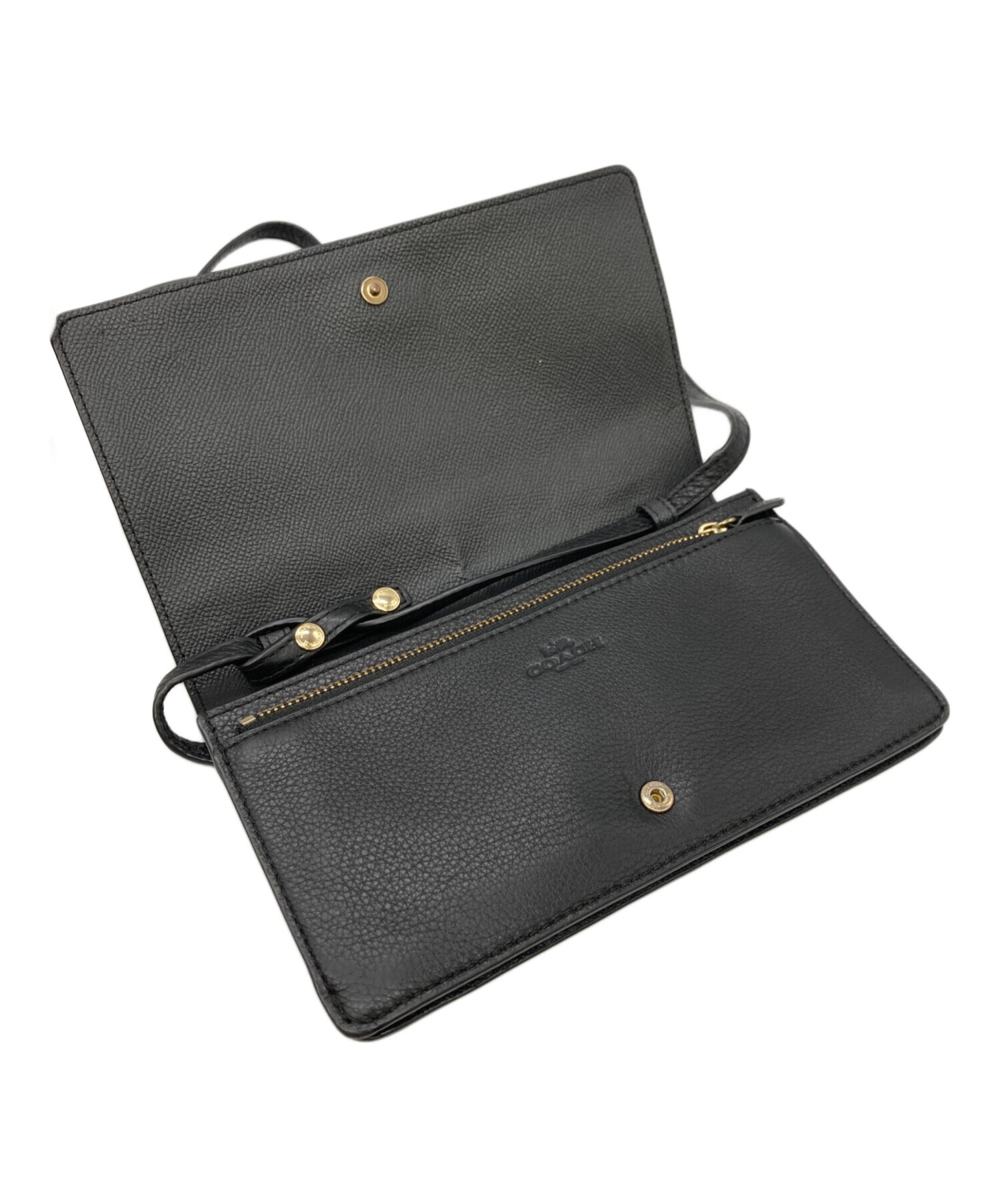 ★新品・未使用★COACH ショルダー ウォレット 黒 中古・古着通販】COACH (コーチ) ショルダーウォレット ブラック