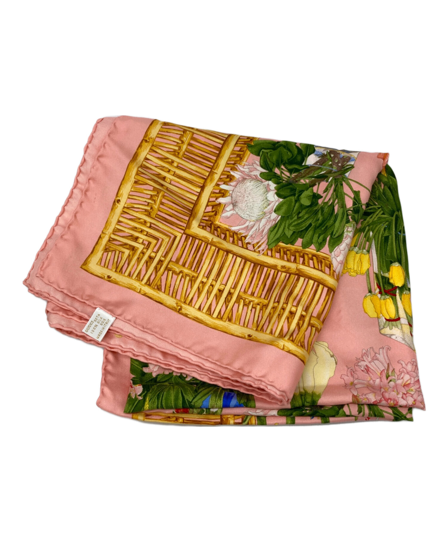 GUCCI スカーフ　花柄リース　ピンク 中古・古着通販】GUCCI (グッチ) 花柄スカーフ ピンク｜ブランド・古着
