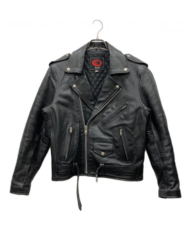 特大3ＸＬ】 Axel 牛革 ダブル ライダースジャケット ブラック 中古・古着通販】Axel (アクセル) ダブルライダースジャケット