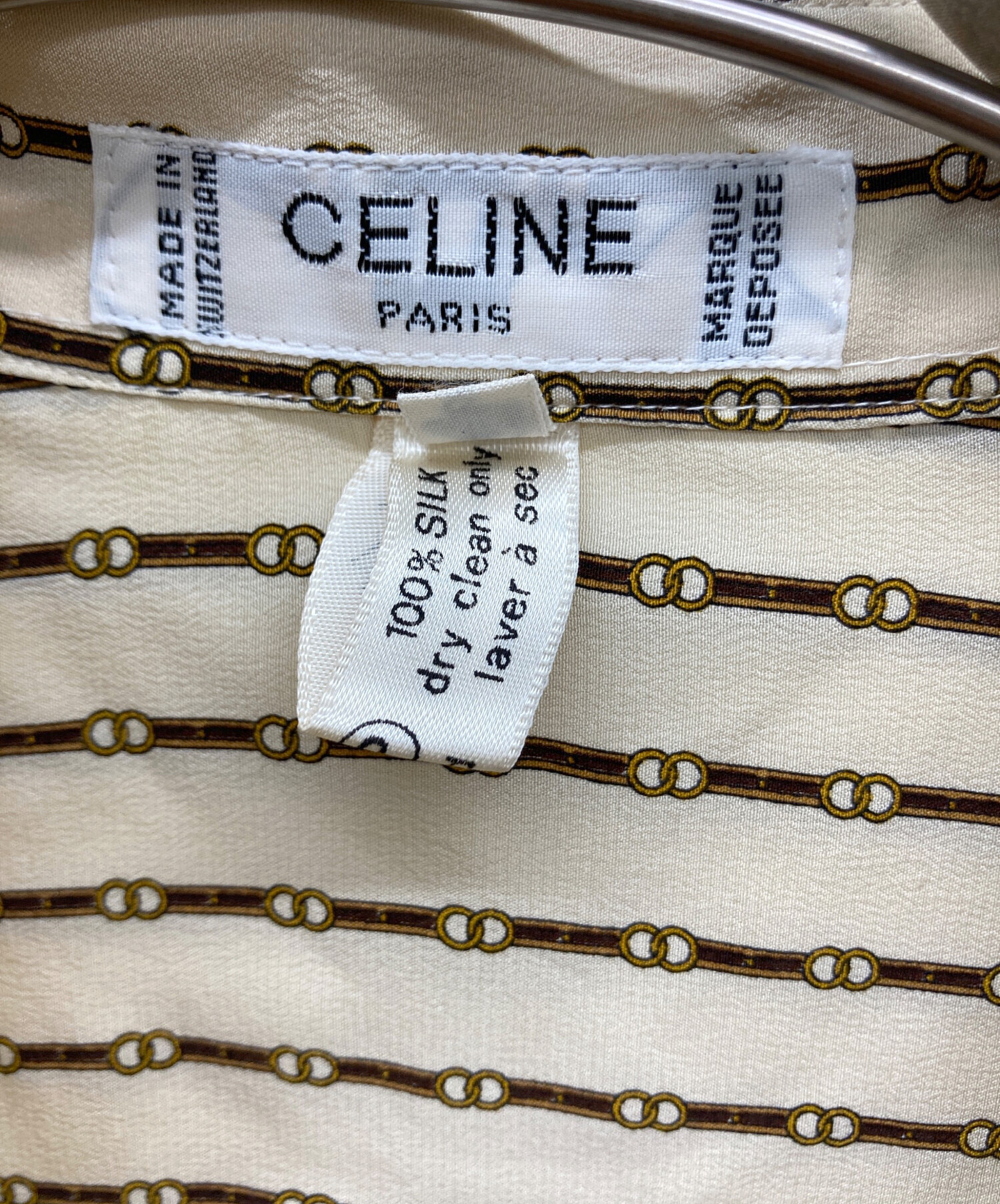 中古・古着通販】CELINE (セリーヌ) シルクシャツ ベージュ サイズ:40