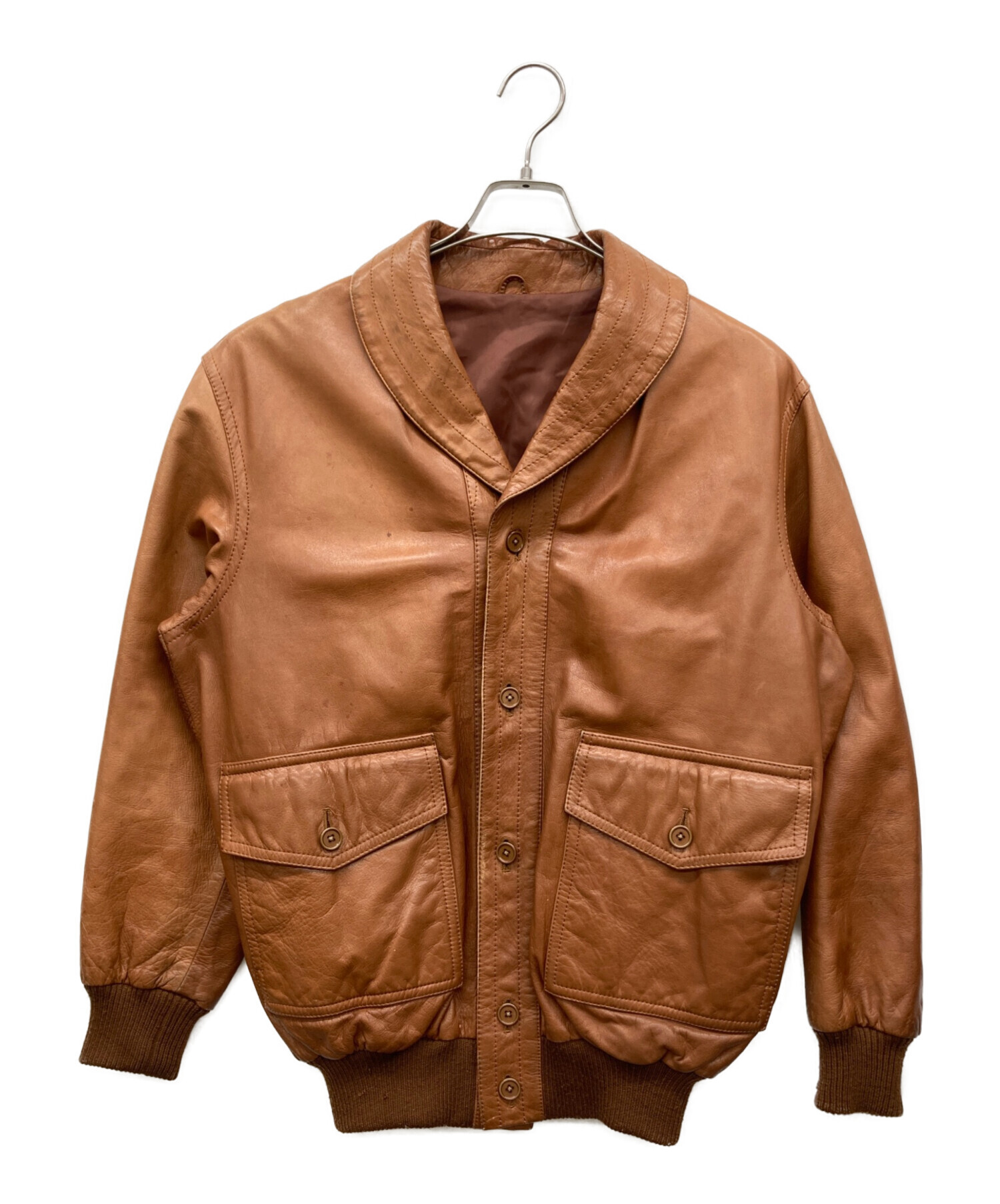ショートホーン風　T-BACK 本革スエード　裏ボアジャケット　古着 used 中古・古着通販】USED (ユーズド) A-2型ショールカラーレザー