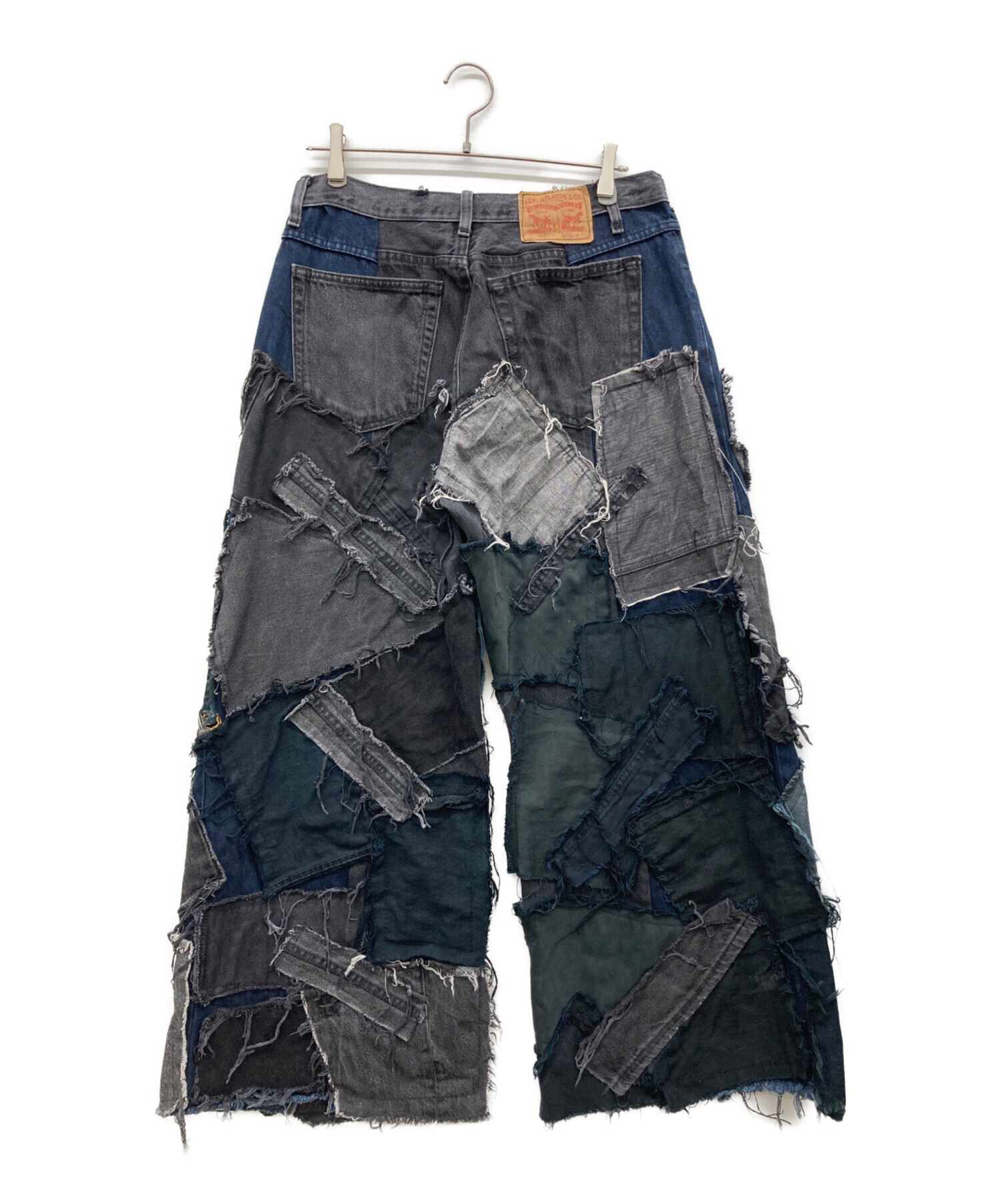 中古・古着通販】USED (ユーズド) パッチワークデニムパンツ ブラック