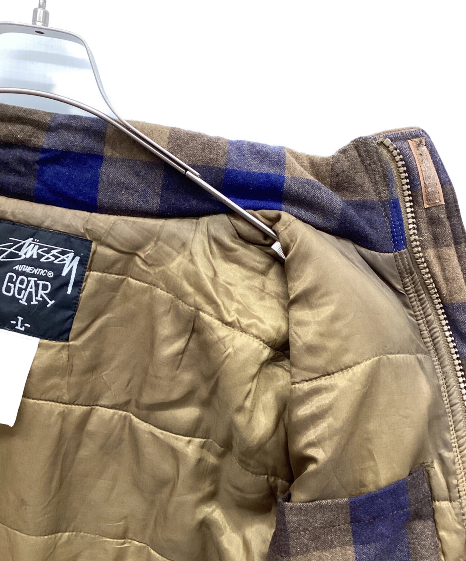 Stüssy GEAR Lサイズ チェック柄ジャケット 春カラー レトロ 古着