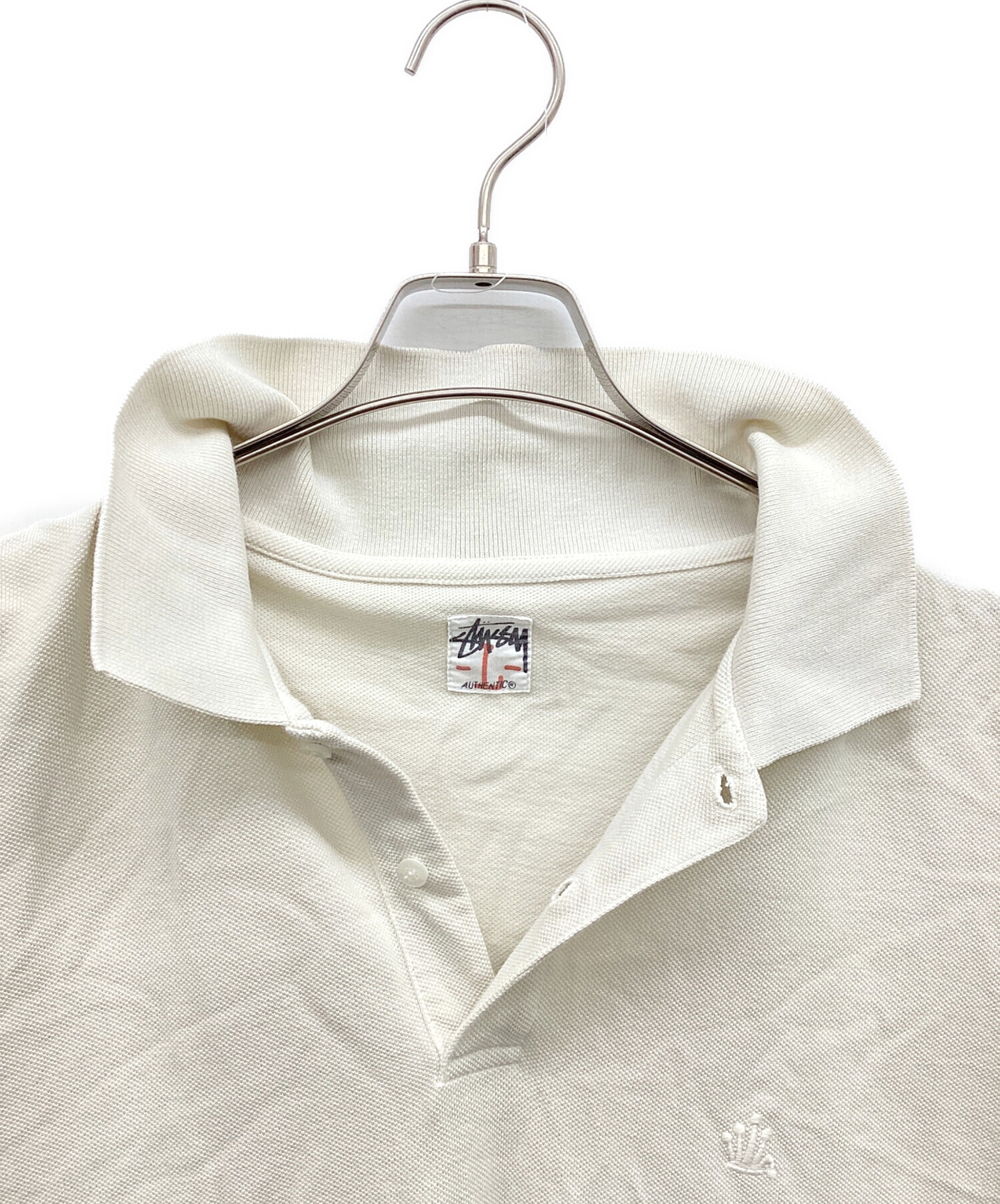 Stüssy 長袖ポロシャツ ホワイト 中古・古着通販】stussy (ステューシー) ワッペン刺繍ポロシャツ