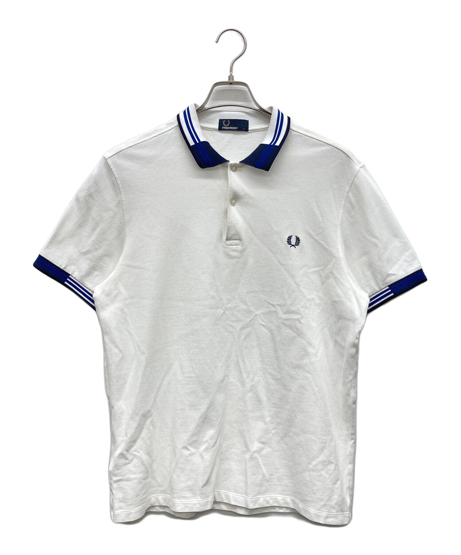 【新品未使用】FRED PERRY ポロシャツ ホワイト Lサイズ 中古・古着通販】FRED PERRY (フレッドペリー) 刺繍ロゴポロシャツ