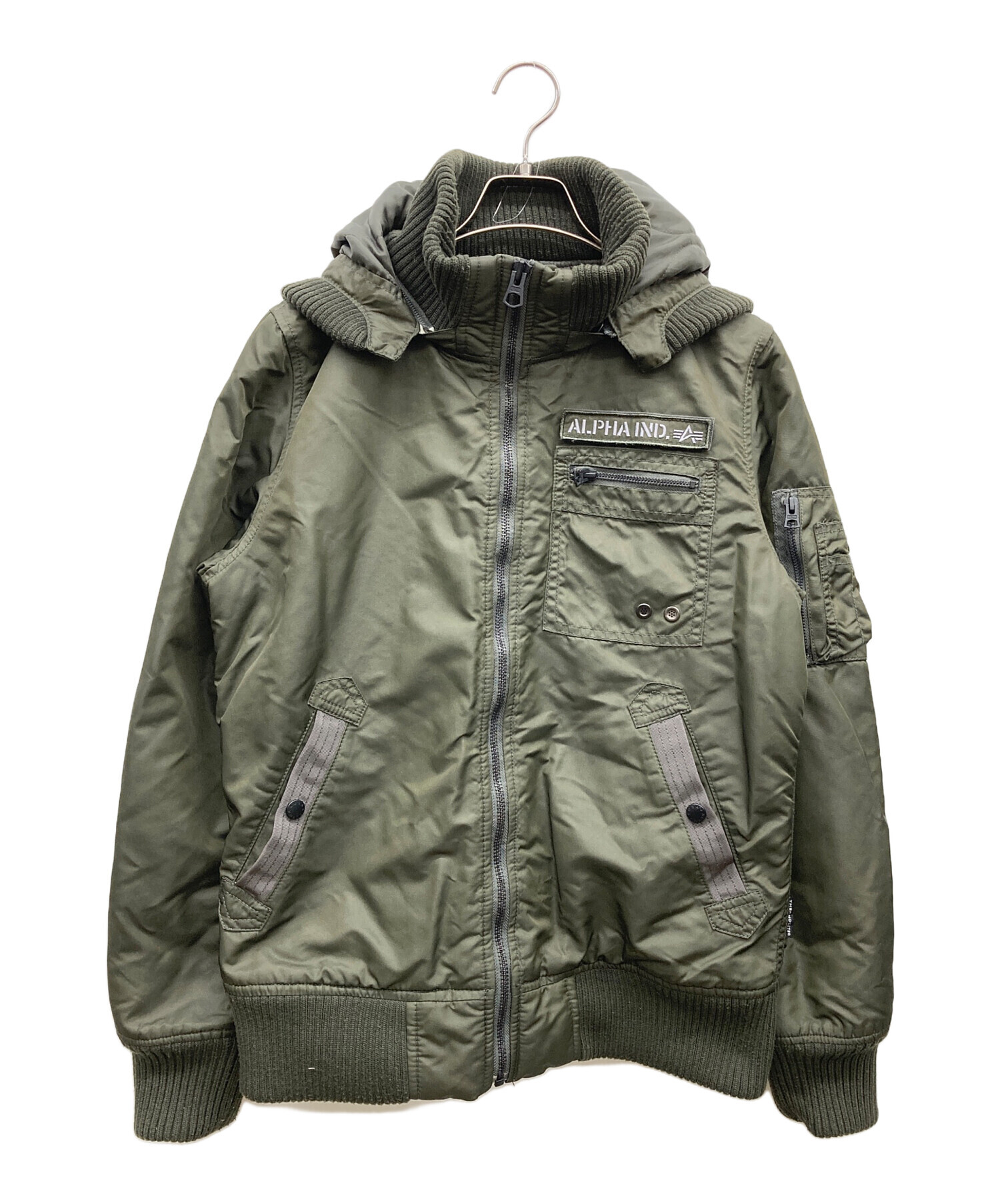 ALPHA INDUSTRIES ミリタリージャケット L ファージャケット古着 中古・古着通販】ALPHA (アルファ) ミリタリージャケット カーキ