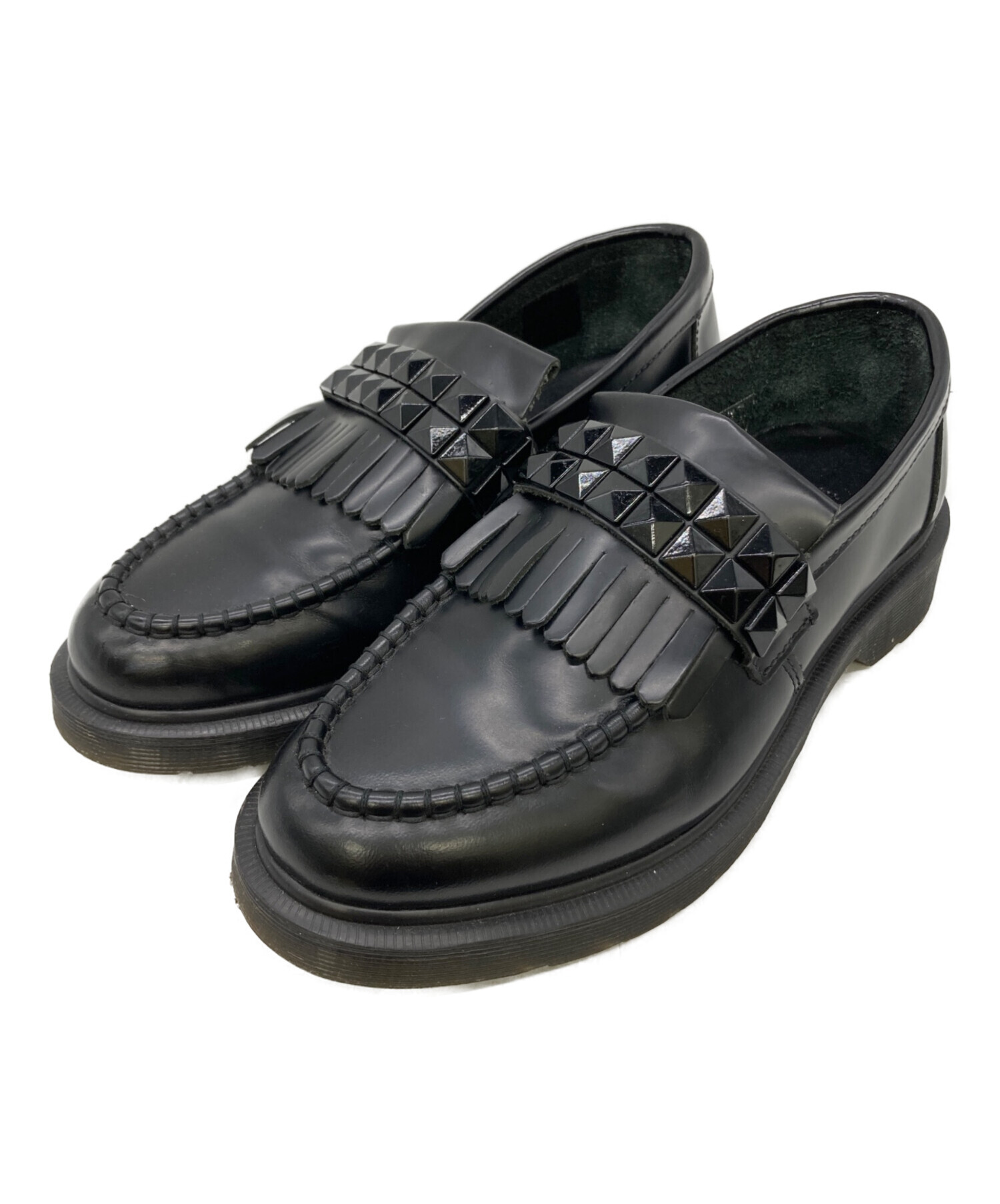 Dr.Martens ローファー フリンジ UK6 EU39 黒 レザー 人気 中古・古着通販】Dr.Martens (ドクターマーチン) スタッズフリンジ