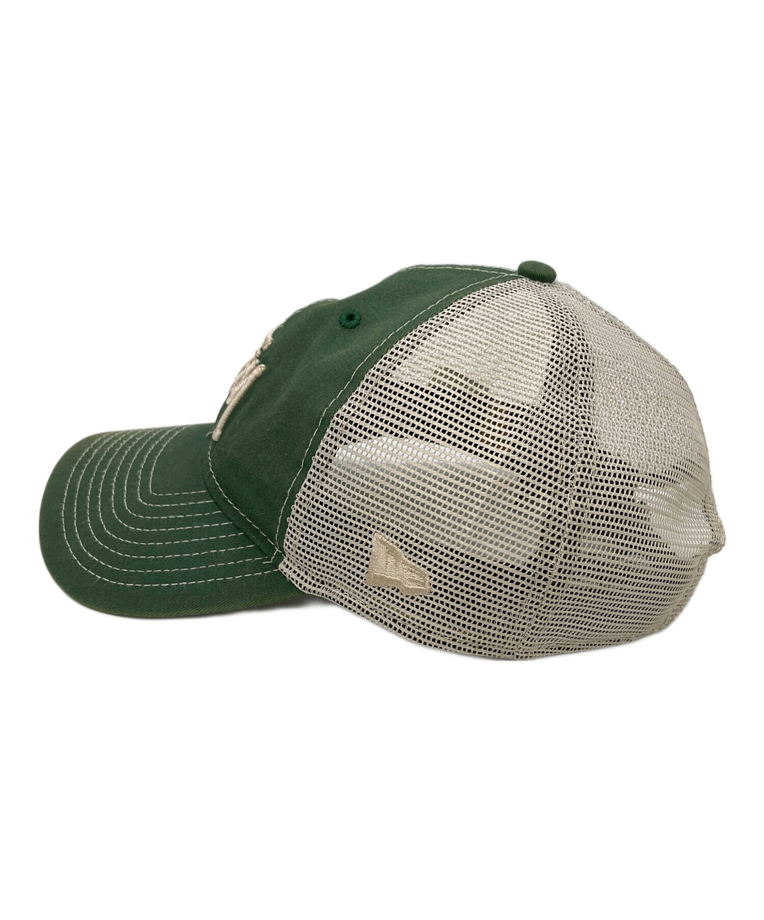 STUSSY キャップ オリーブ ロゴ刺繍 中古・古着通販】stussy (ステューシー) New Era (ニューエラ) ロゴ