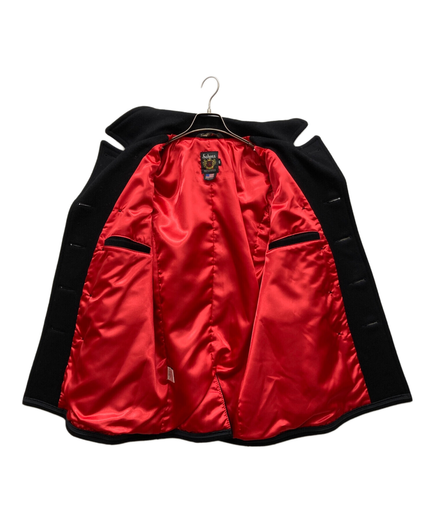 中古・古着通販】Schott (ショット) レザーパイピングPコート ネイビー