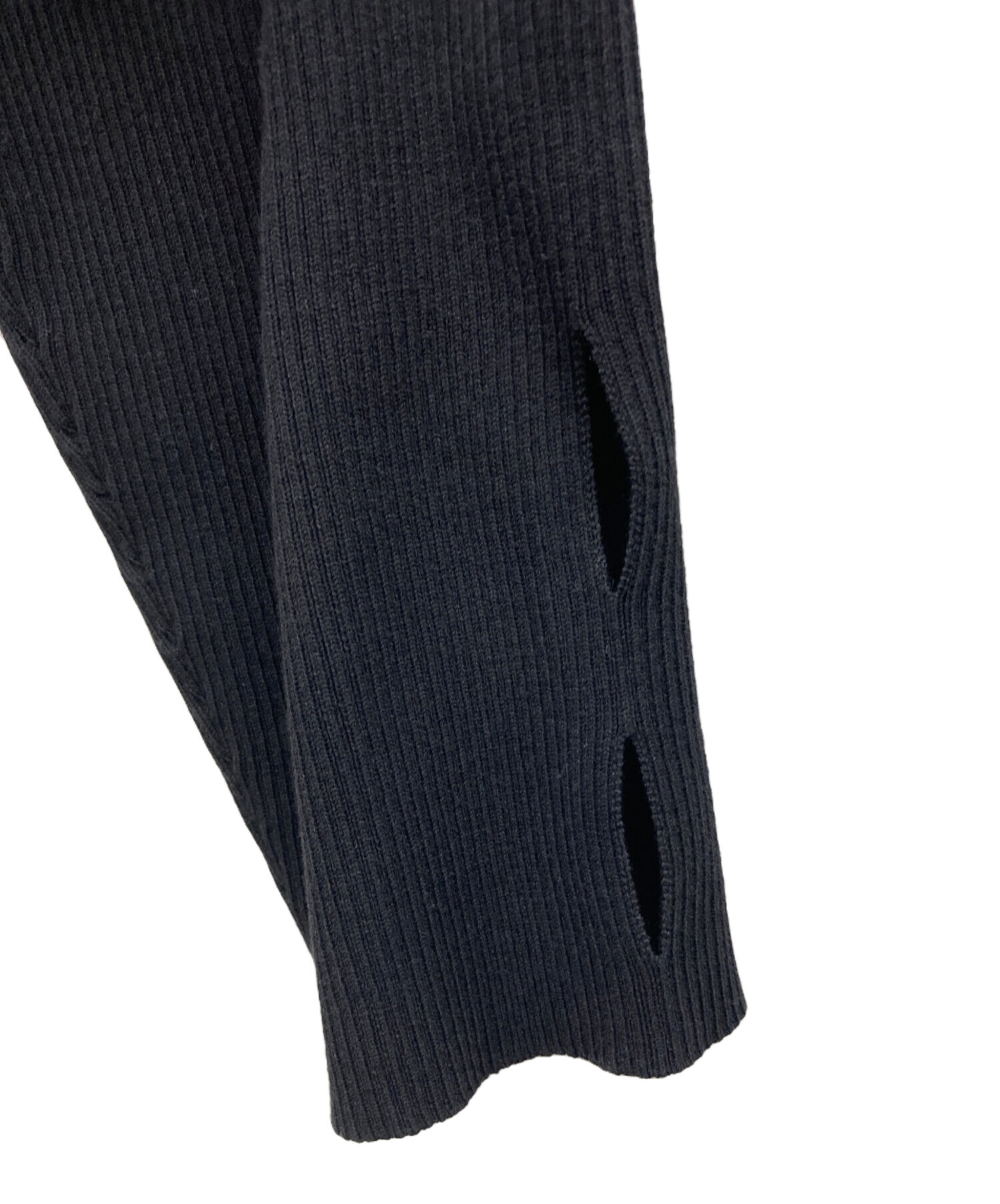 中古・古着通販】MANOF (マノフ) LOGO RIB KNIT LEGGINS ブラック