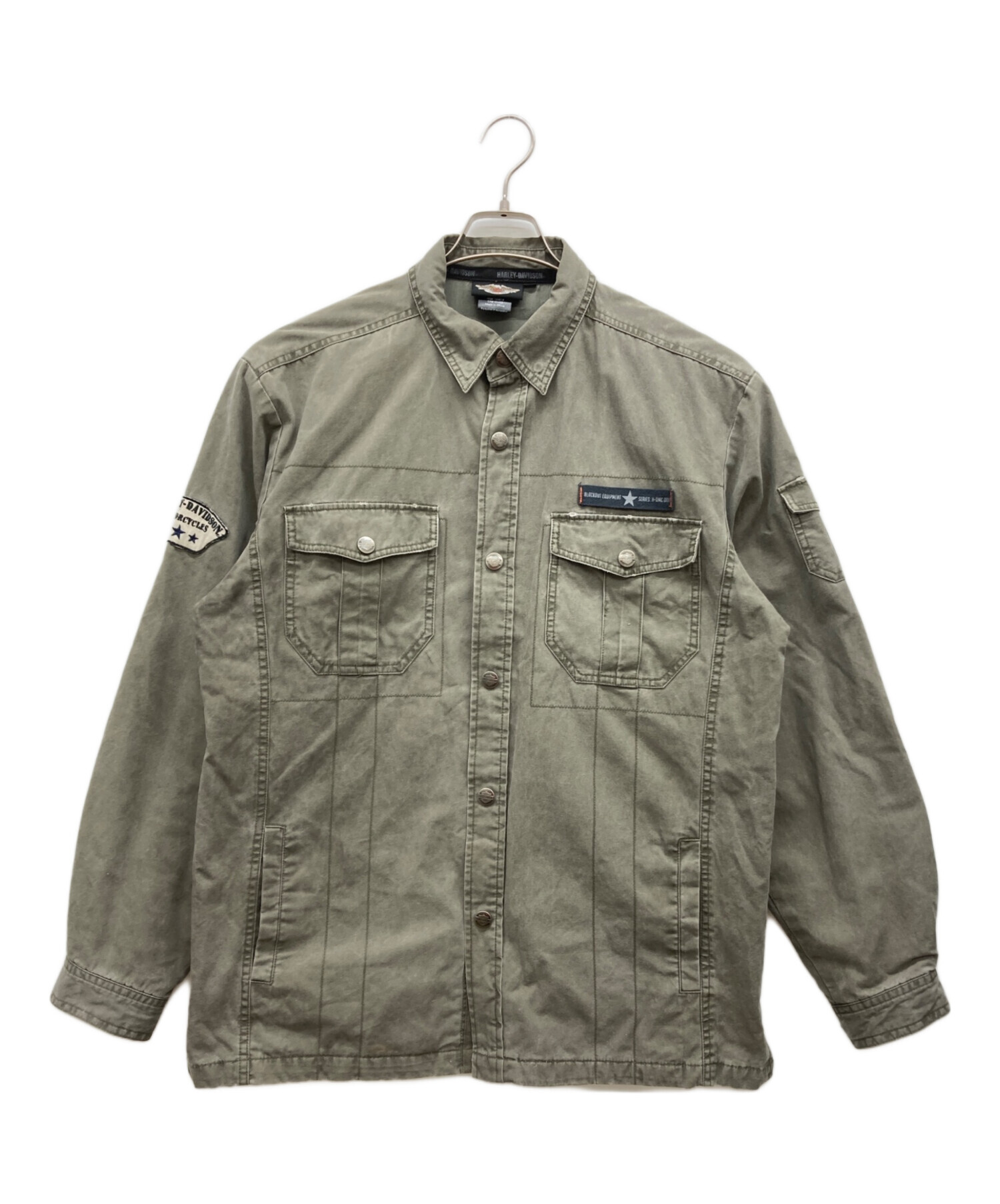 HARLEY-DAVIDSON ミリタリージャケット カーキ 中古・古着通販】HARLEY-DAVIDSON (ハーレーダビッドソン) ダメージ