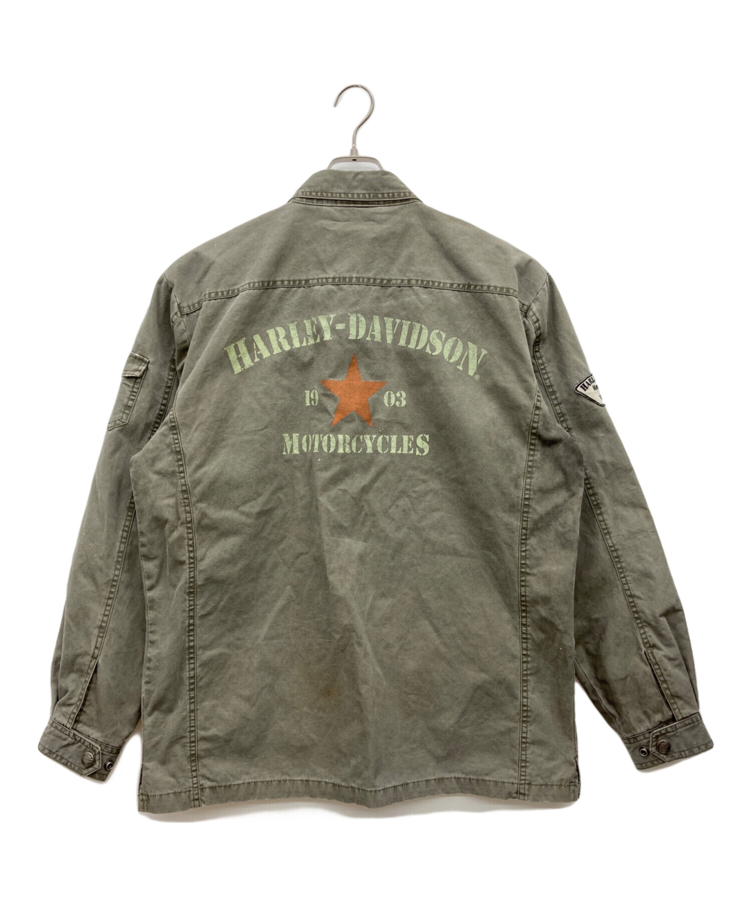 HARLEY-DAVIDSON ミリタリージャケット カーキ 中古・古着通販】HARLEY-DAVIDSON (ハーレーダビッドソン) ダメージ