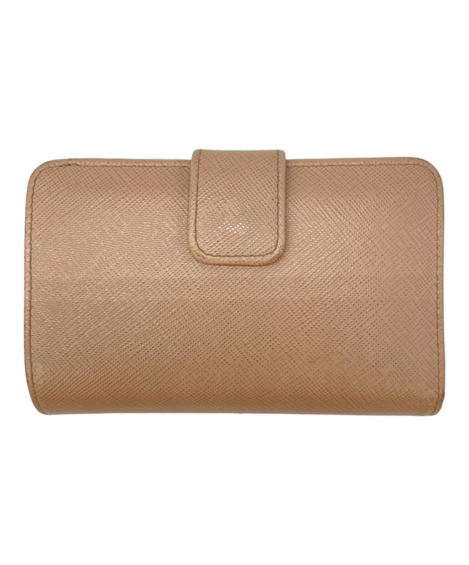 PRADA 二つ折り財布 サフィアーノレザー　ベージュ 中古・古着通販】PRADA (プラダ) 2つ折り財布 サフィアーノ ベージュ