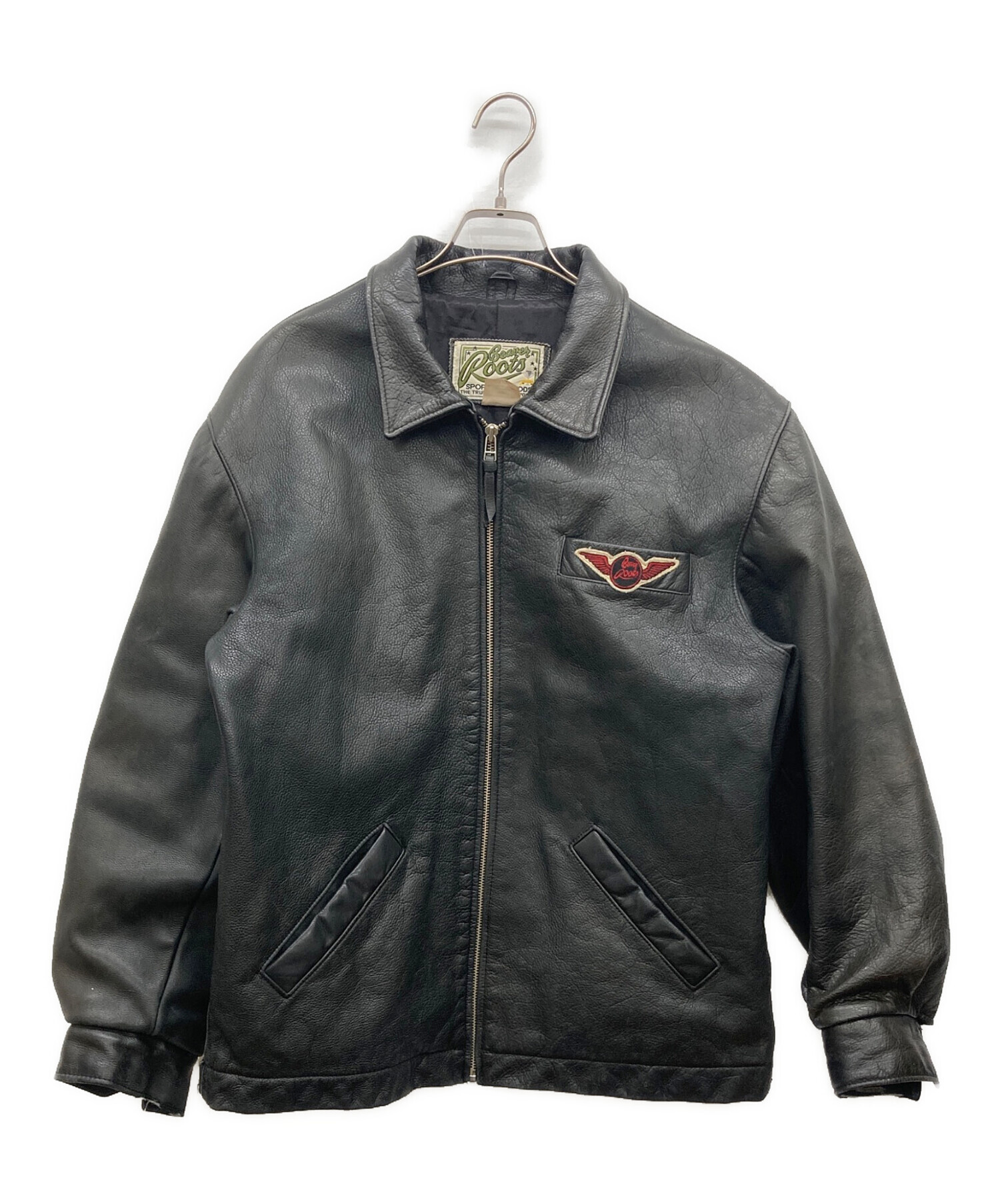 レザー ジャケット 古着 ワッペン 売り切り 本革 ライダース シングル