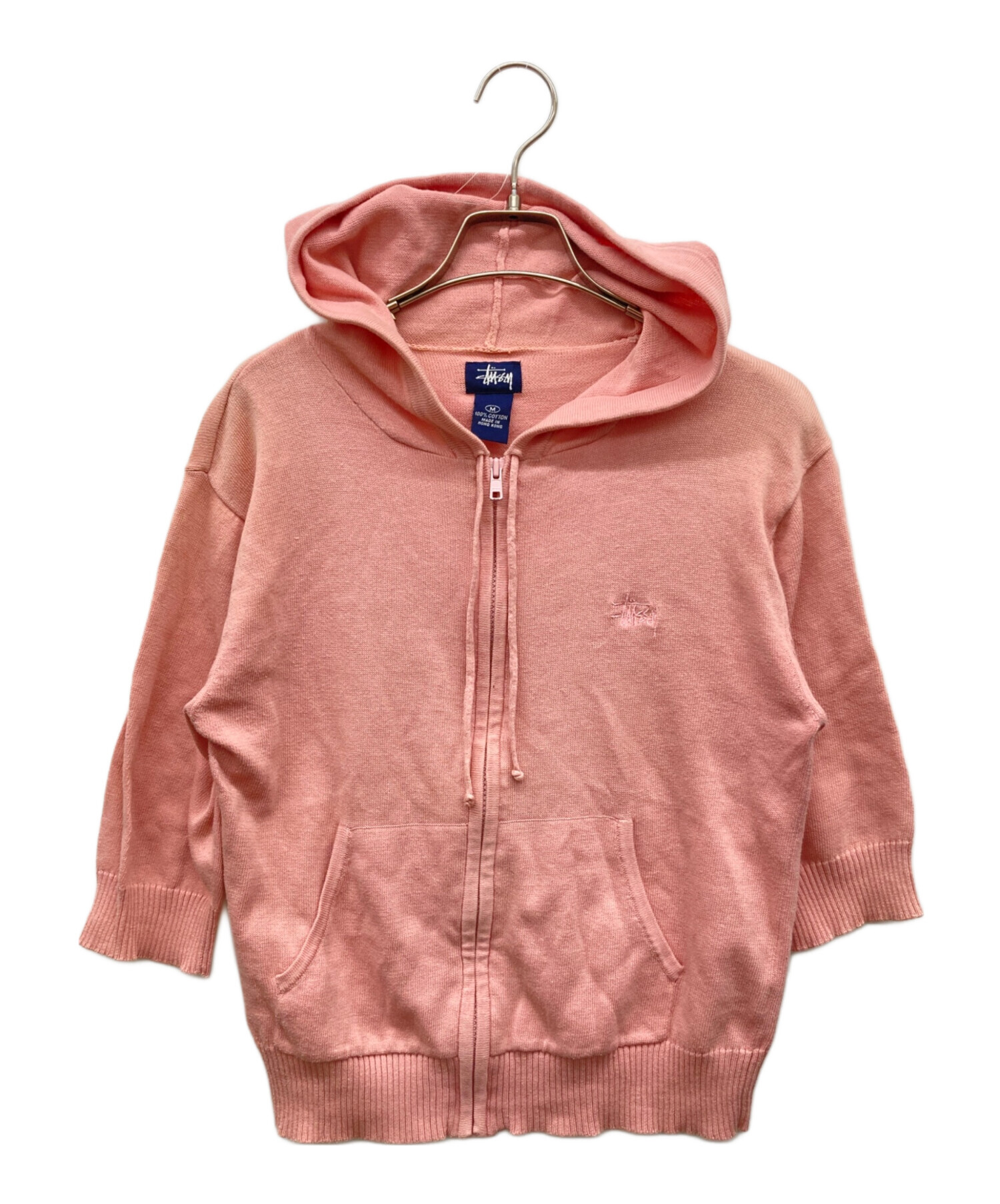 中古・古着通販】stussy (ステューシー) 半袖ニットジップパーカー 紺 