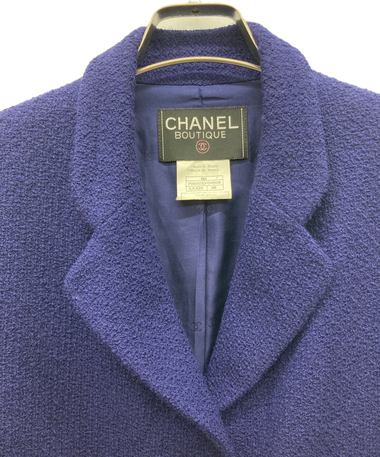 2002年　CHANEL秋冬　ジャケット　ネイビー　40 ヴィンテージレア 中古・古着通販】CHANEL (シャネル) ツイードジャケット ネイビー