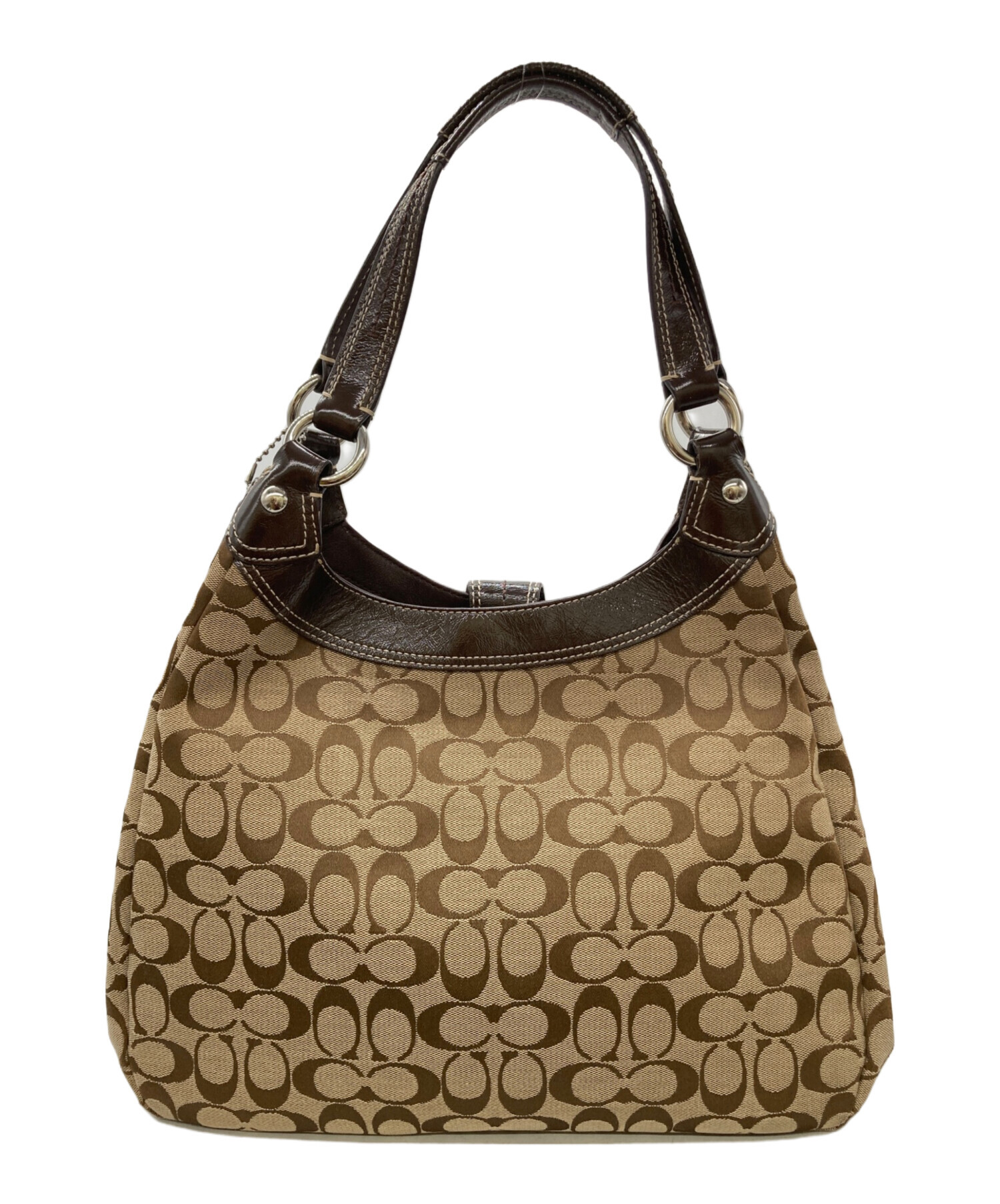 中古・古着通販】COACH (コーチ) ハンドバッグ シグネチャー ベージュ