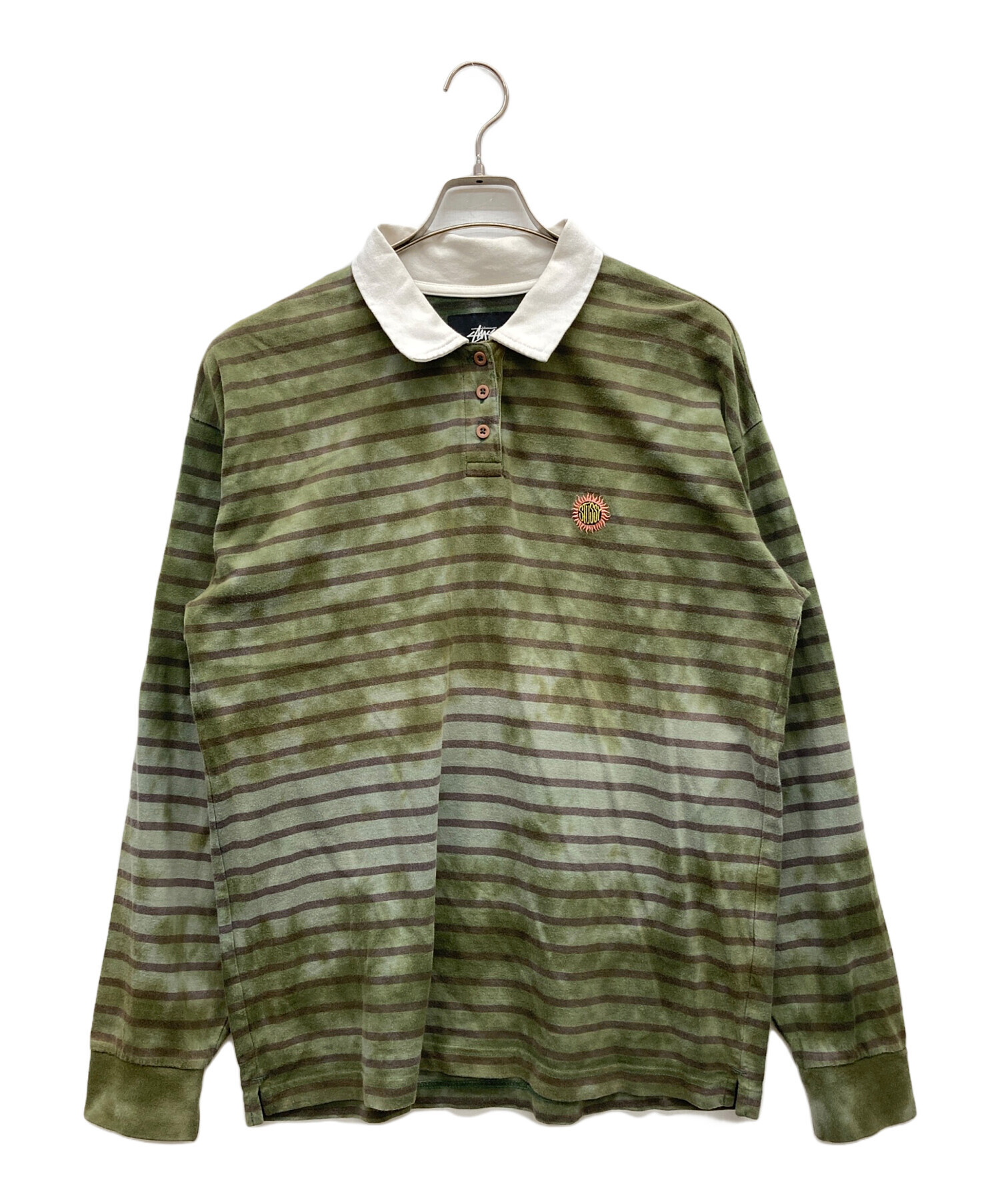 中古・古着通販】stussy (ステューシー) 長袖ポロシャツ グリーン