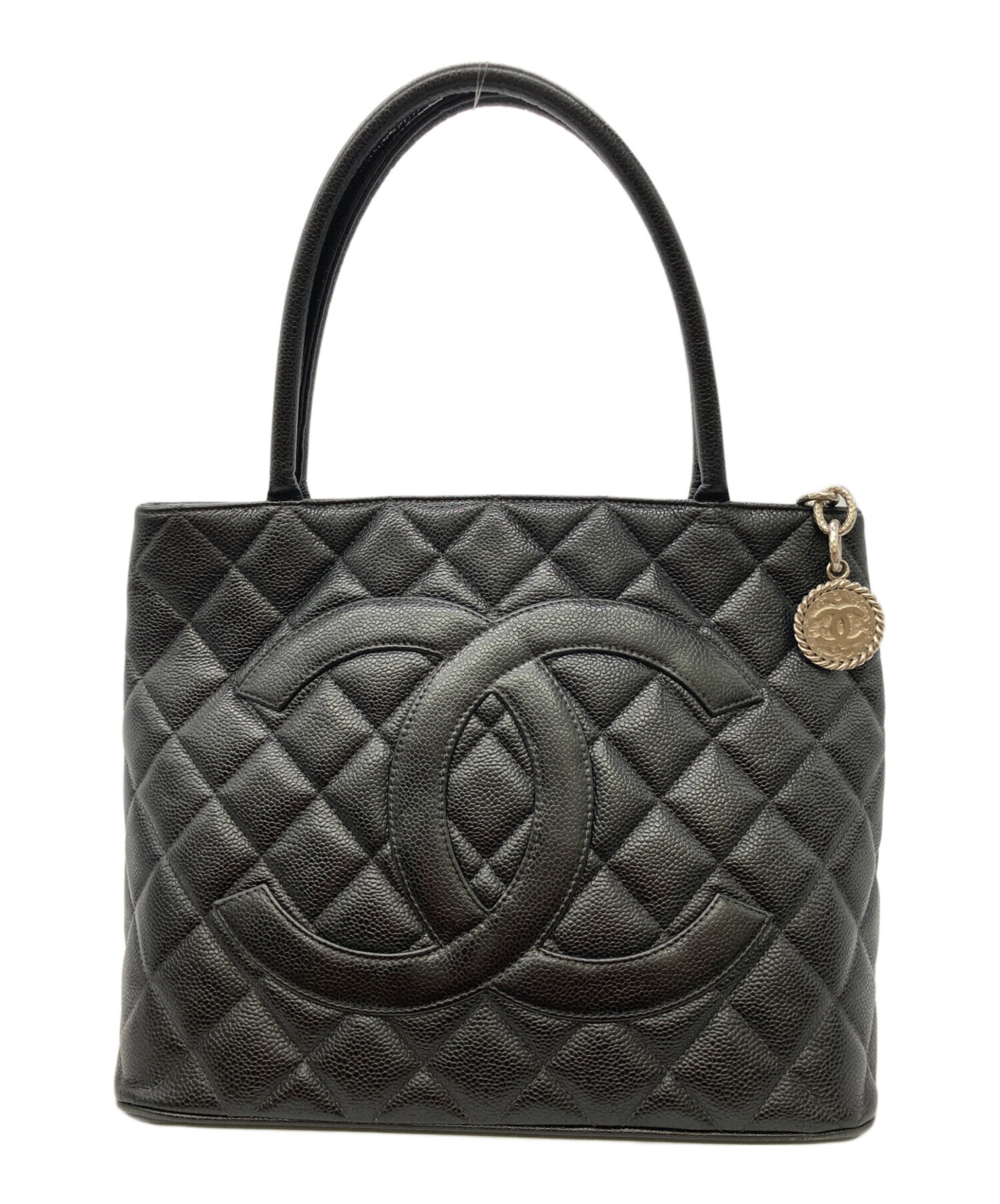 CHANEL キャビアスキン 復刻版トートバッグ ブラック 中古・古着通販】CHANEL (シャネル) キャビアスキン復刻トート