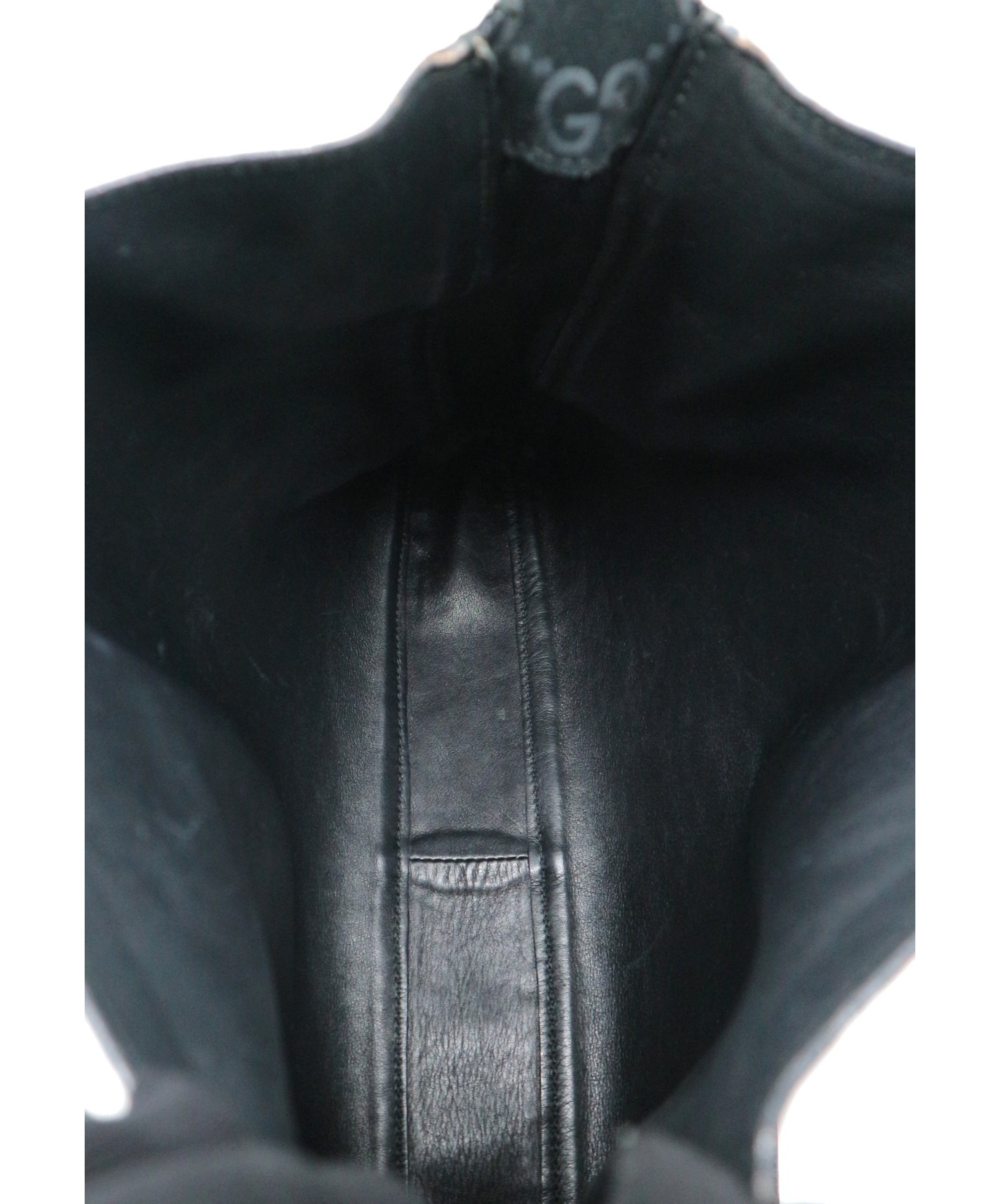 中古・古着通販】GUCCI (グッチ) スエードGGハンドバッグ ブラック GG