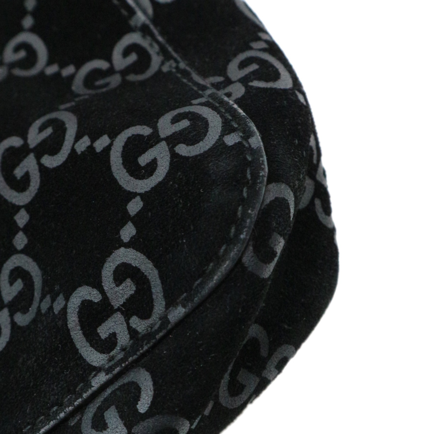 中古・古着通販】GUCCI (グッチ) スエードGGハンドバッグ ブラック GG