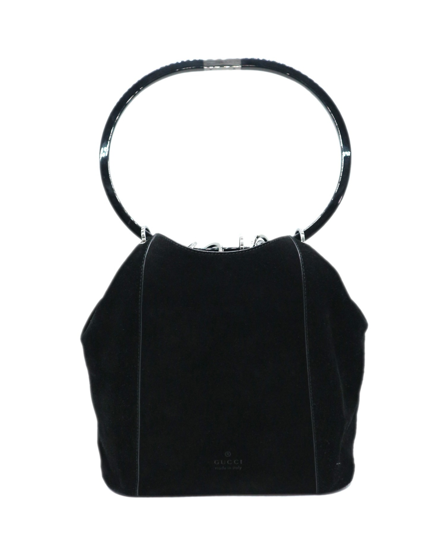 GUCCI ブラック スエード ハンドバッグ