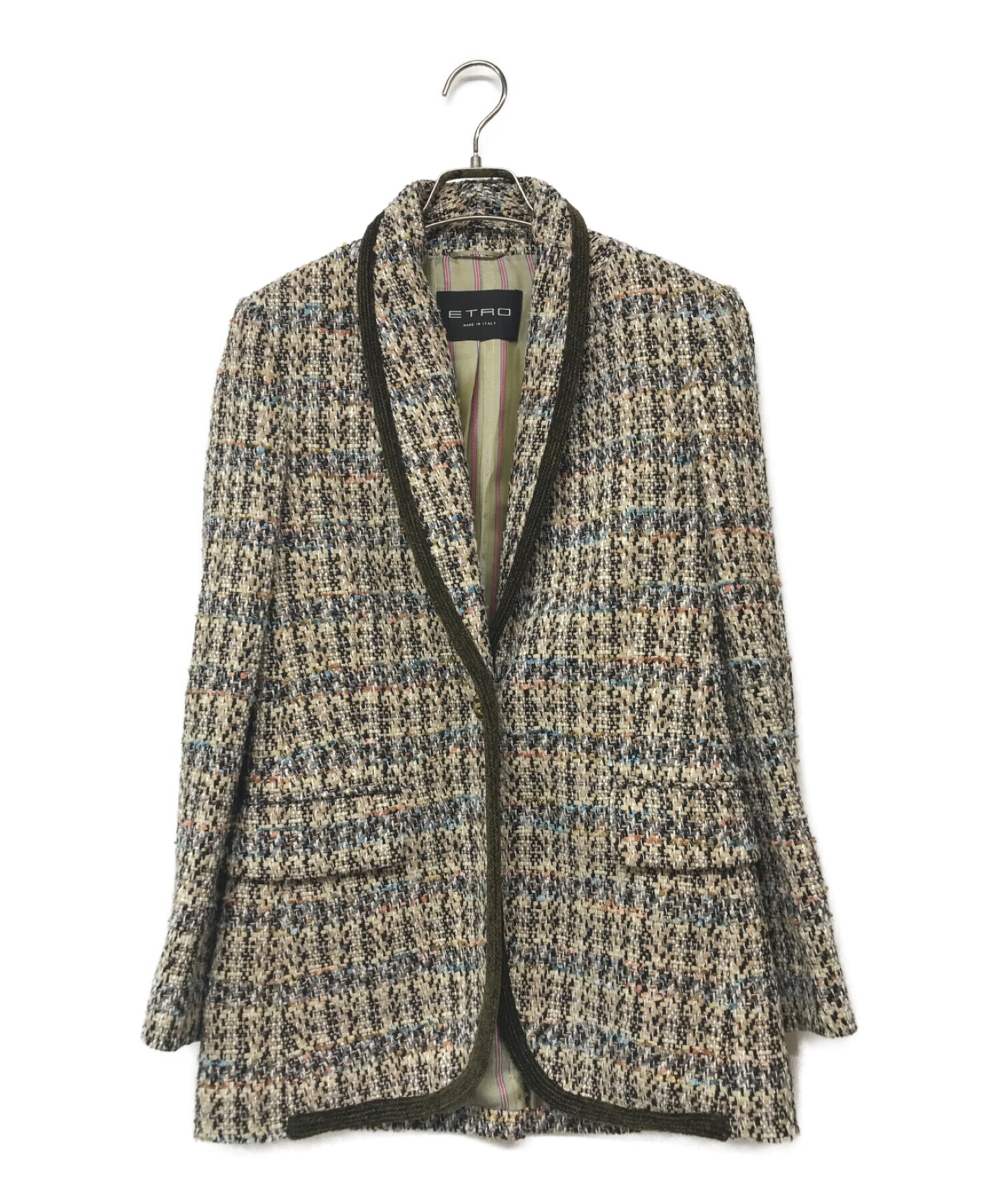 【美品】ETRO ジャケット ツイード 中古・古着通販】ETRO (エトロ) ツイードジャケット ベージュ サイズ
